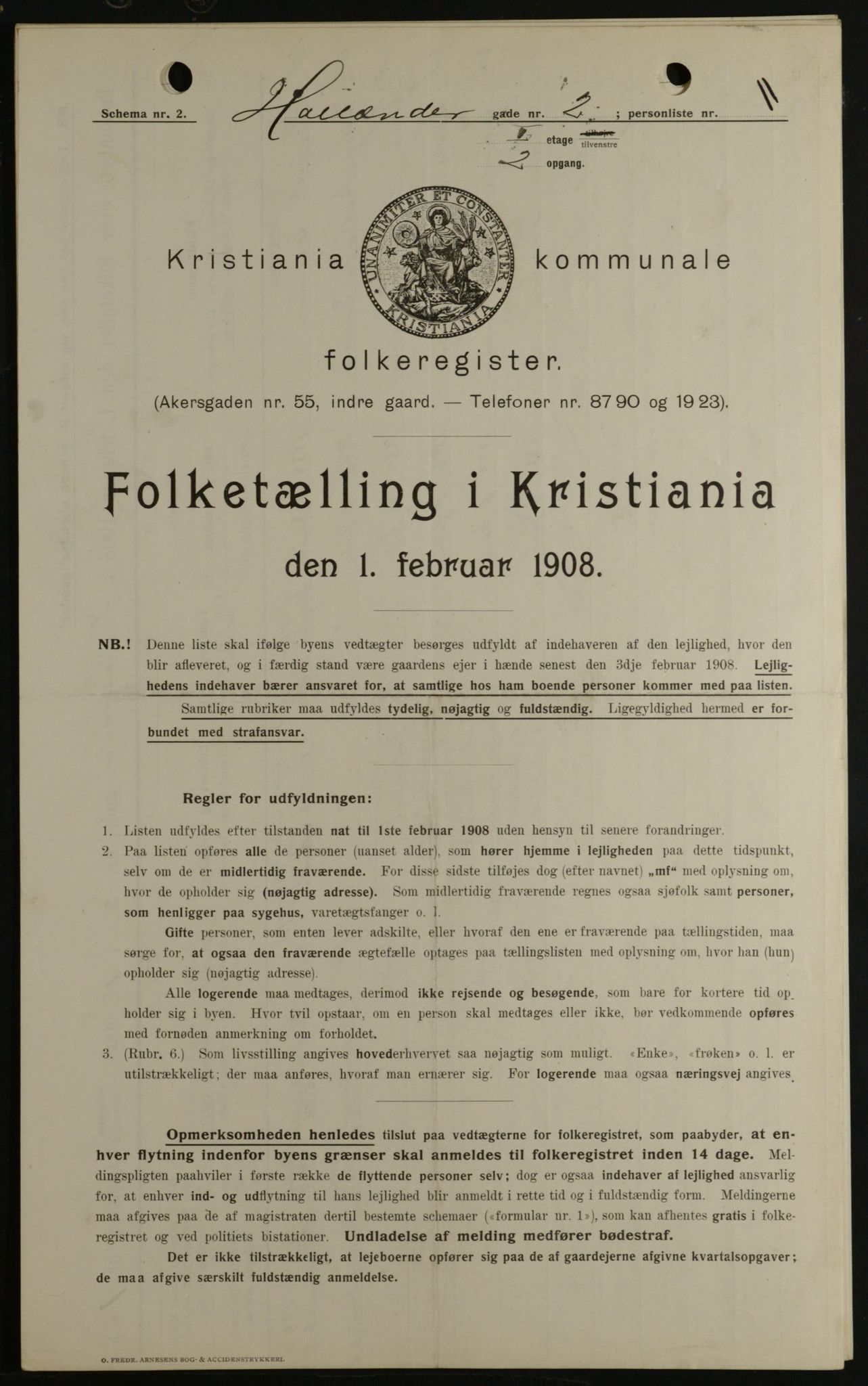 OBA, Kommunal folketelling 1.2.1908 for Kristiania kjøpstad, 1908, s. 36559