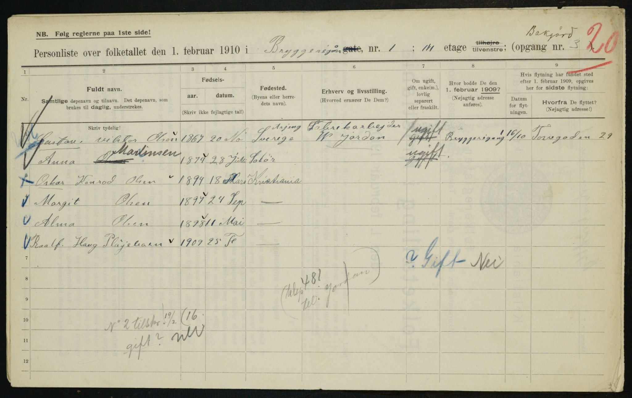 OBA, Kommunal folketelling 1.2.1910 for Kristiania, 1910, s. 9610