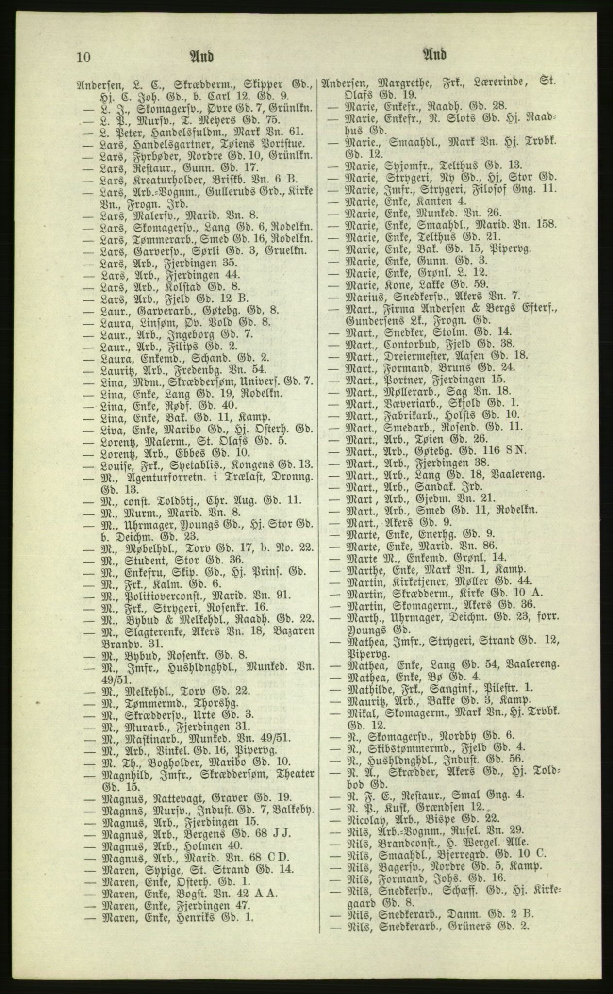 Kristiania/Oslo adressebok, PUBL/-, 1881, s. 10