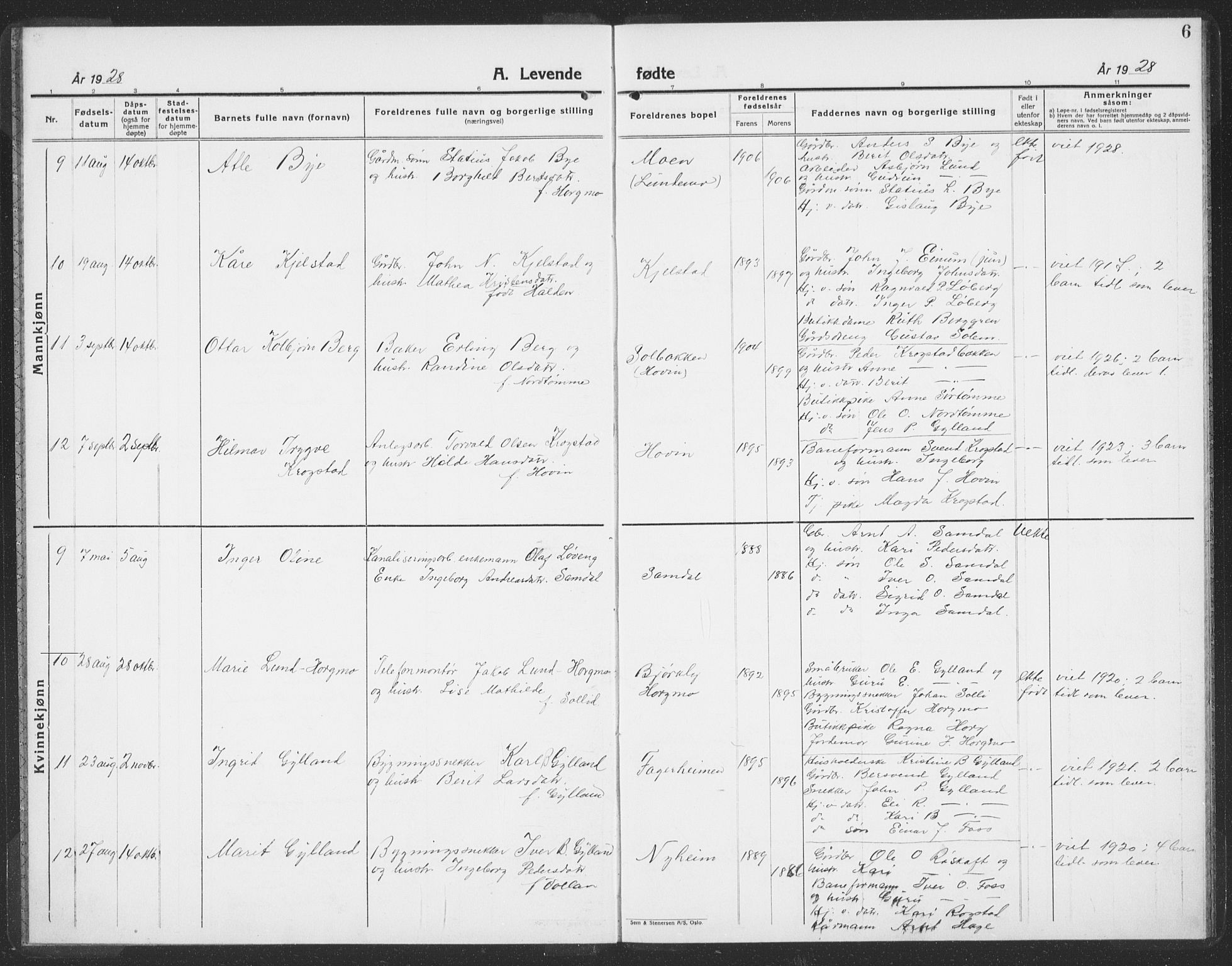 Ministerialprotokoller, klokkerbøker og fødselsregistre - Sør-Trøndelag, AV/SAT-A-1456/692/L1114: Klokkerbok nr. 692C09, 1928-1935, s. 6