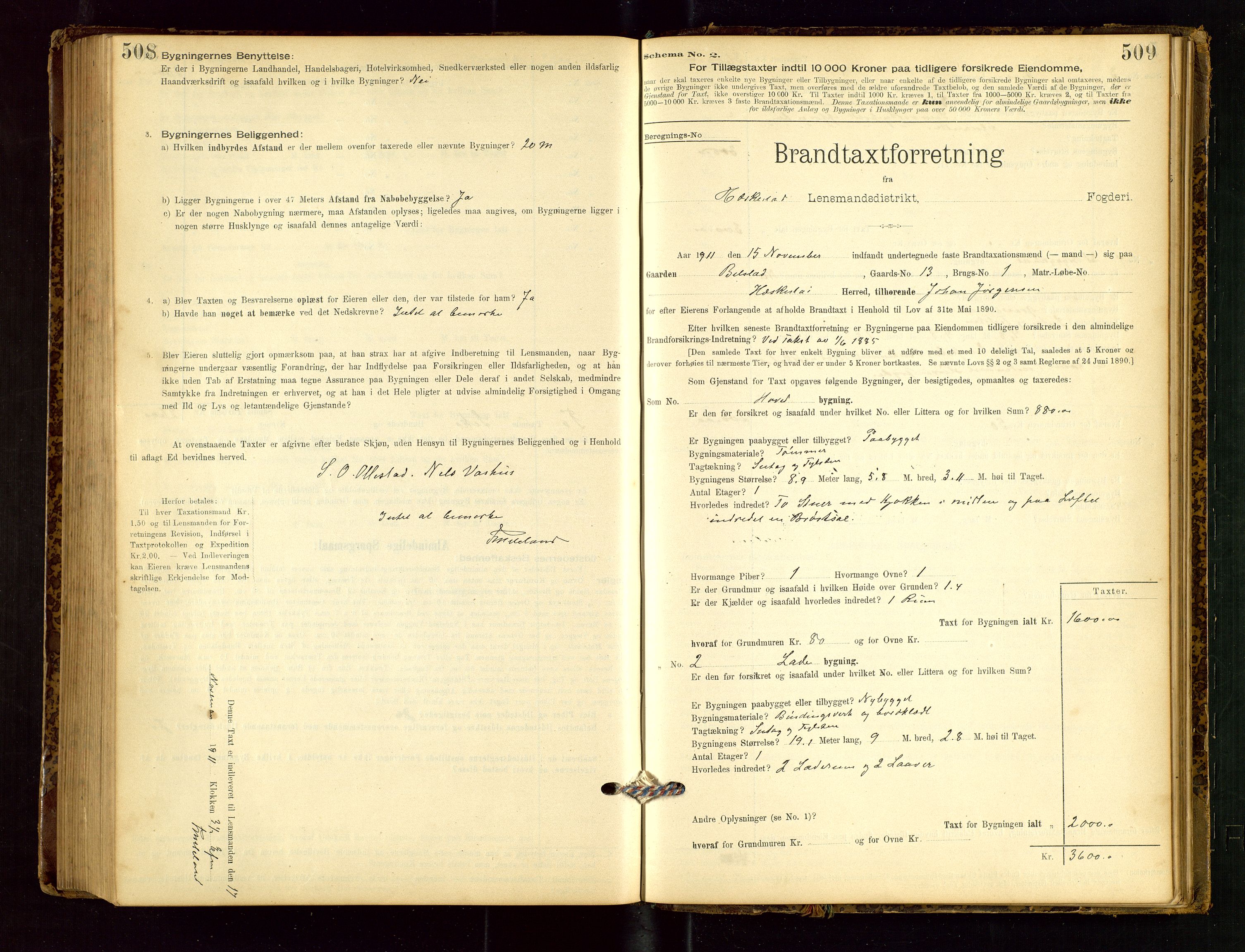 Heskestad lensmannskontor, SAST/A-100304/Gob/L0001: "Brandtaxationsprotokol", 1894-1915, s. 508-509
