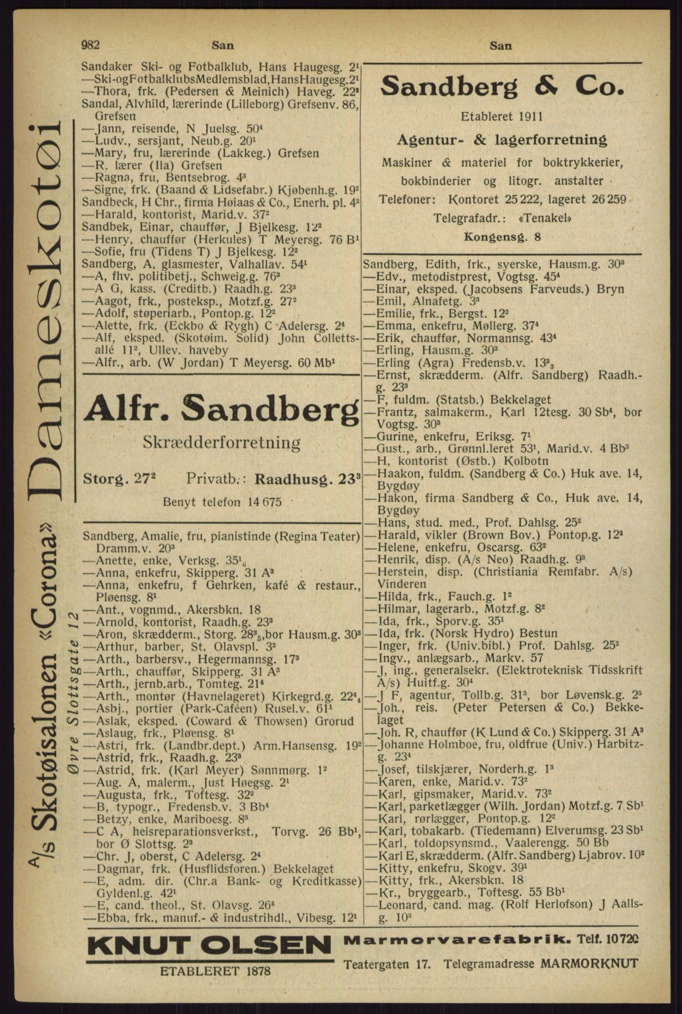 Kristiania/Oslo adressebok, PUBL/-, 1927, s. 982