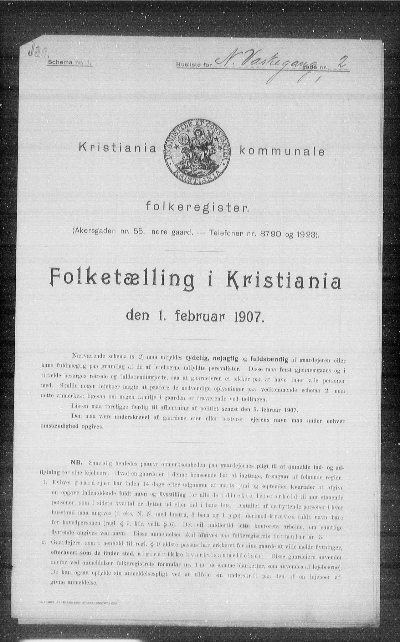 OBA, Kommunal folketelling 1.2.1907 for Kristiania kjøpstad, 1907, s. 35546