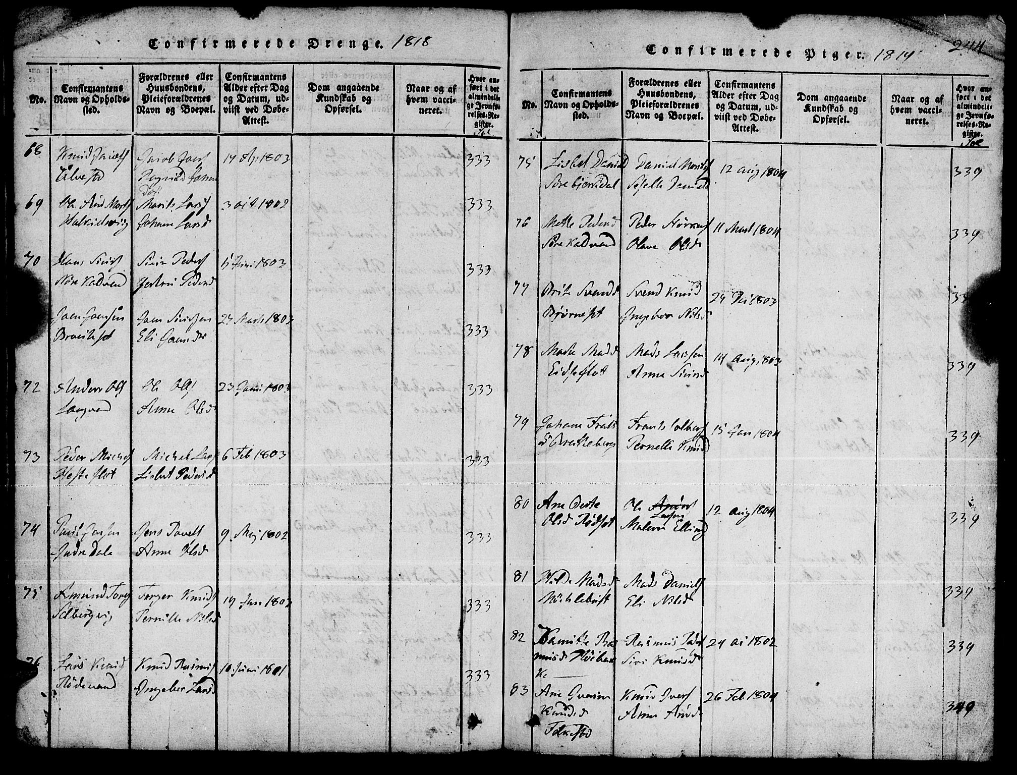 Ministerialprotokoller, klokkerbøker og fødselsregistre - Møre og Romsdal, SAT/A-1454/511/L0155: Klokkerbok nr. 511C01, 1817-1829, s. 244