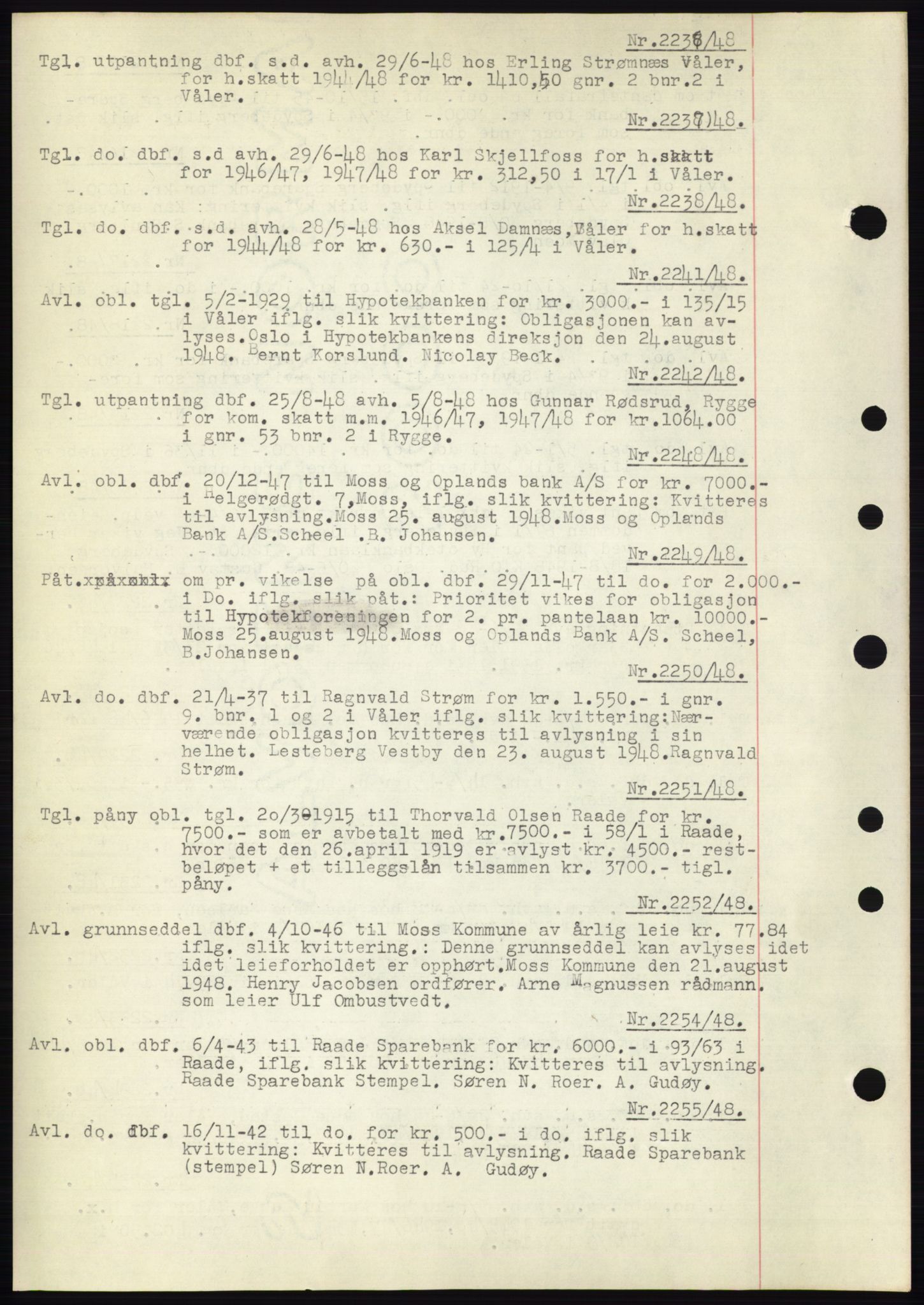Moss sorenskriveri, SAO/A-10168: Pantebok nr. C10, 1938-1950, Dagboknr: 2236/1948