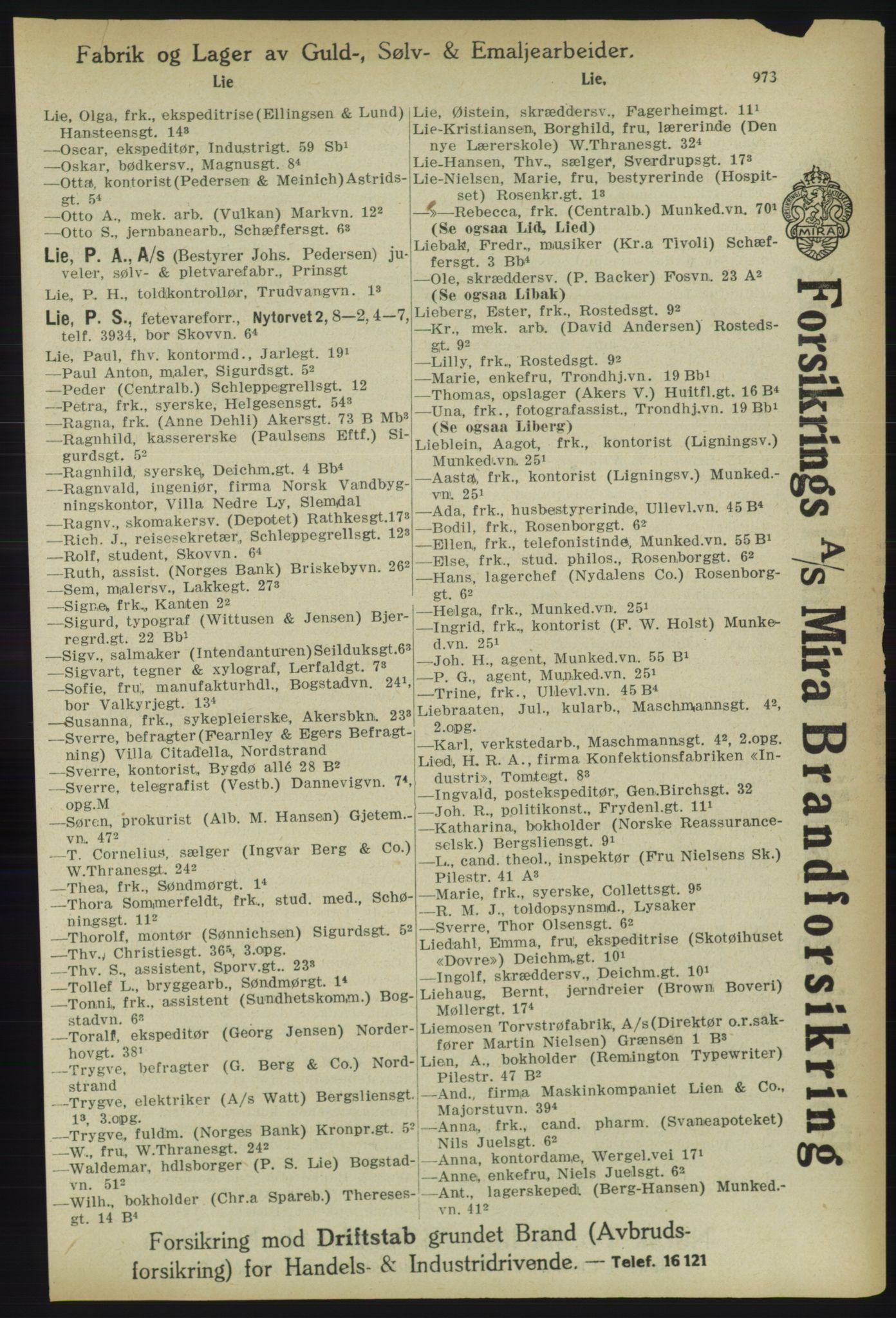 Kristiania/Oslo adressebok, PUBL/-, 1918, s. 998
