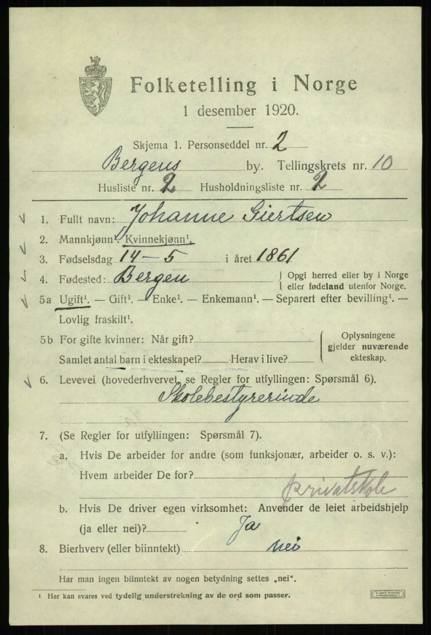 SAB, Folketelling 1920 for 1301 Bergen kjøpstad, 1920, s. 71363