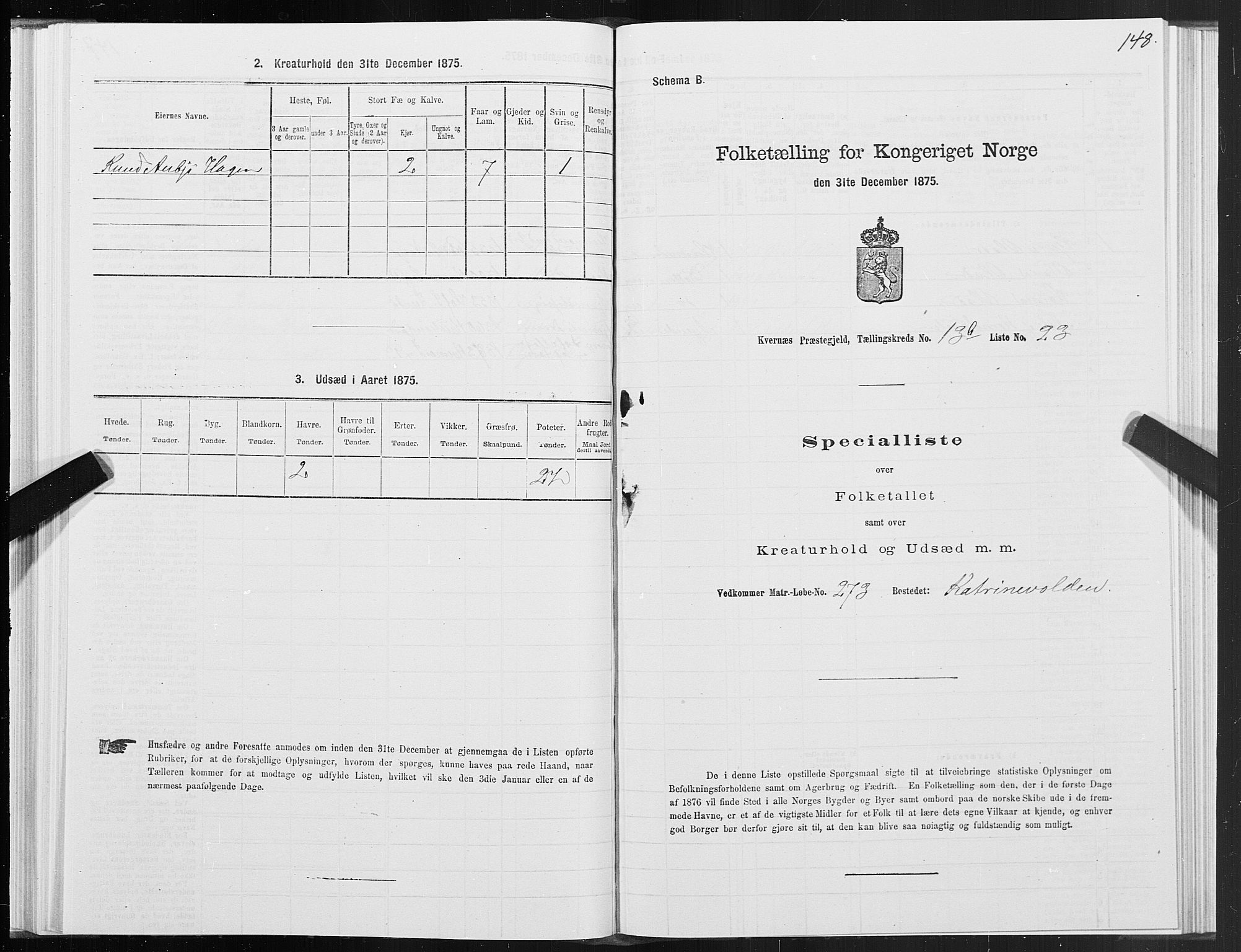 SAT, Folketelling 1875 for 1553P Kvernes prestegjeld, 1875, s. 7148