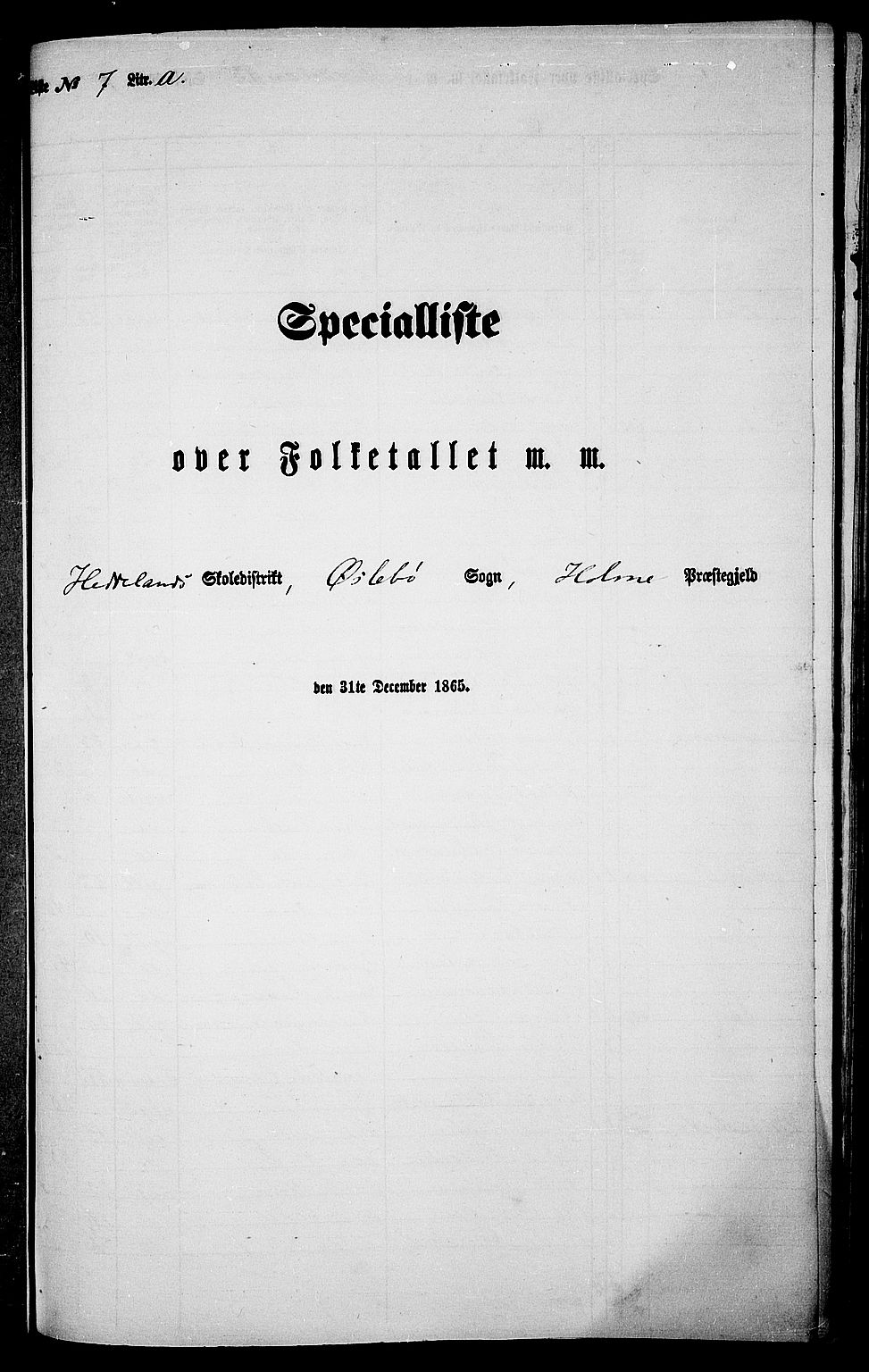 RA, Folketelling 1865 for 1020P Holum prestegjeld, 1865, s. 88