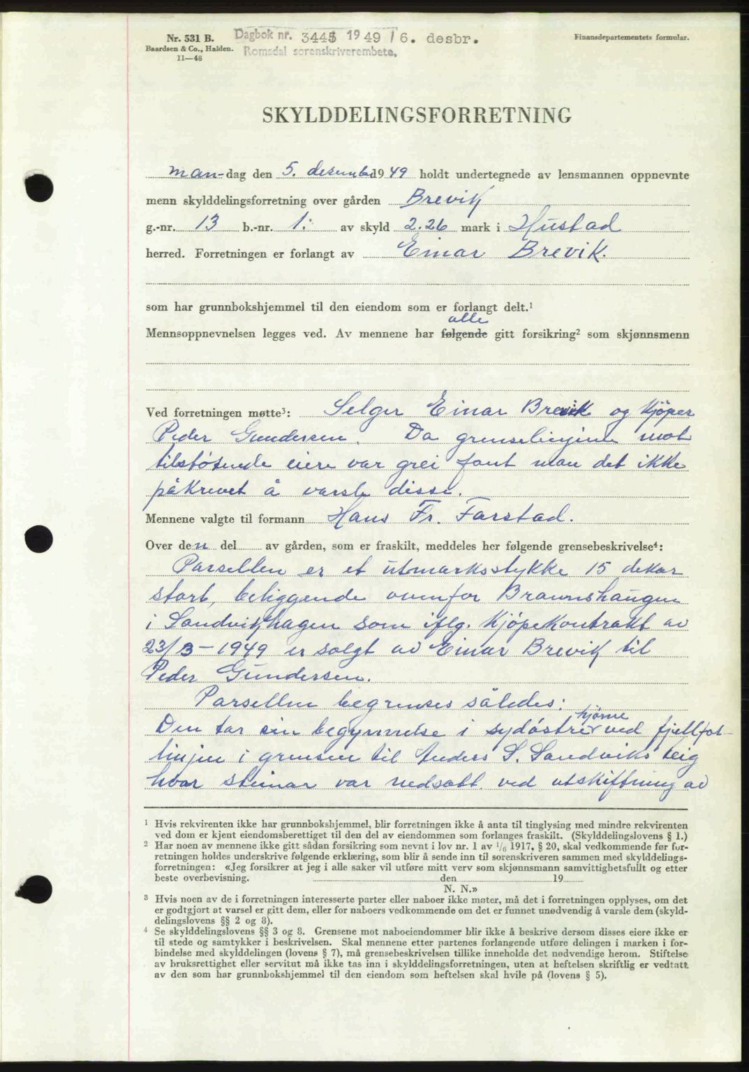 Romsdal sorenskriveri, SAT/A-4149/1/2/2C: Pantebok nr. A31, 1949-1949, Dagboknr: 3445/1949