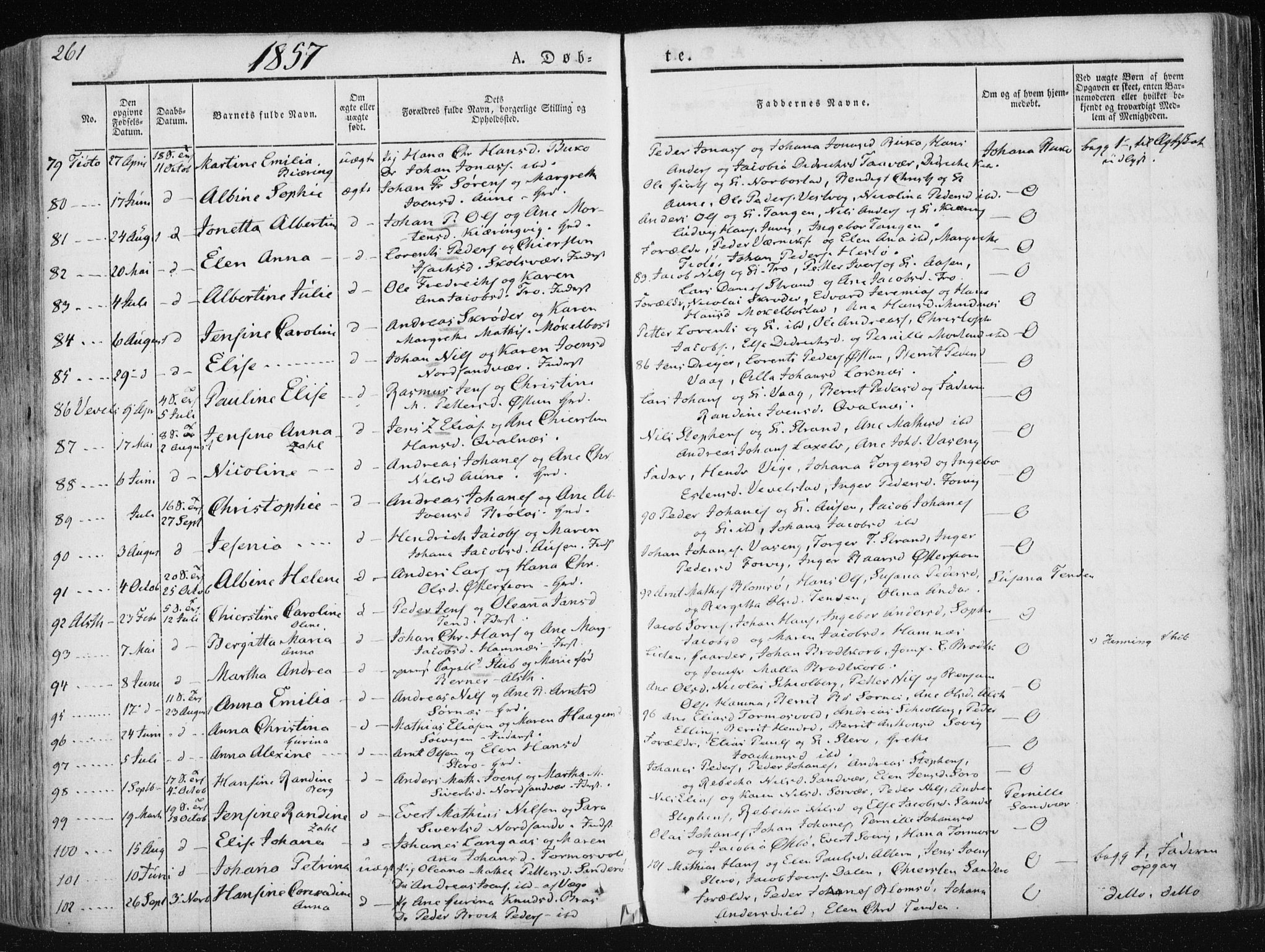 Ministerialprotokoller, klokkerbøker og fødselsregistre - Nordland, SAT/A-1459/830/L0446: Ministerialbok nr. 830A10, 1831-1865, s. 261