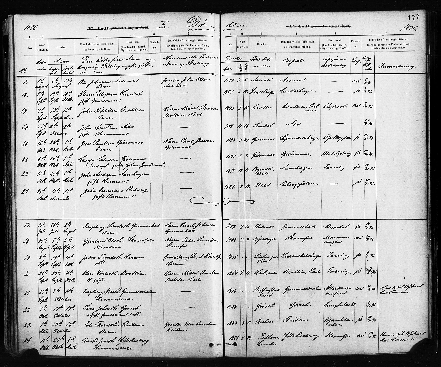 Ministerialprotokoller, klokkerbøker og fødselsregistre - Sør-Trøndelag, SAT/A-1456/674/L0871: Ministerialbok nr. 674A03, 1880-1896, s. 177