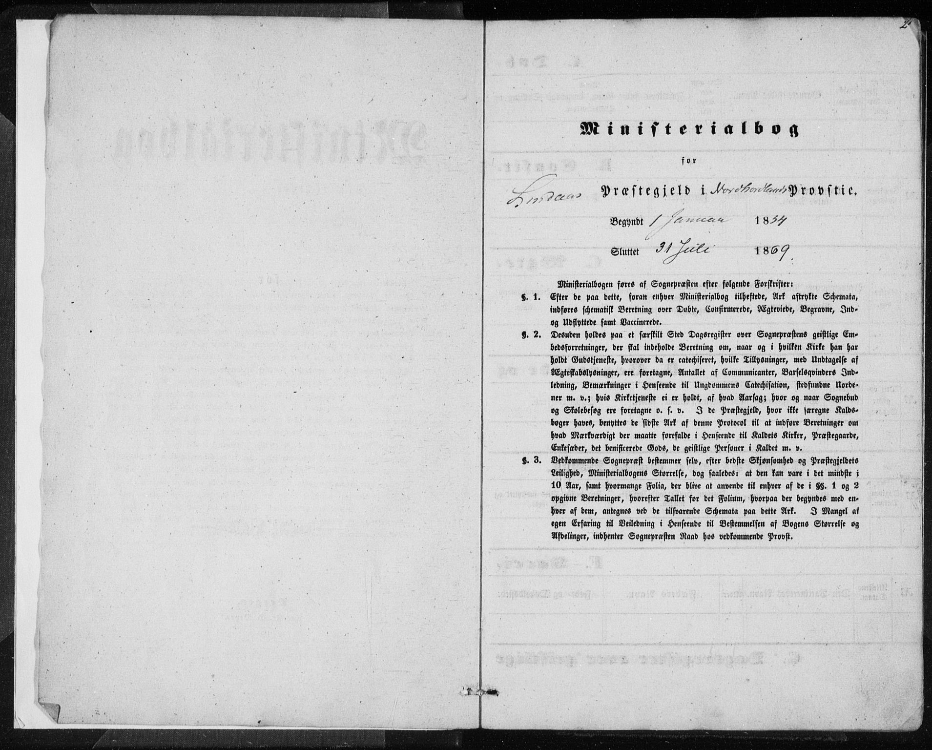 Lindås Sokneprestembete, SAB/A-76701/H/Haa: Ministerialbok nr. A 11, 1854-1869, s. 2
