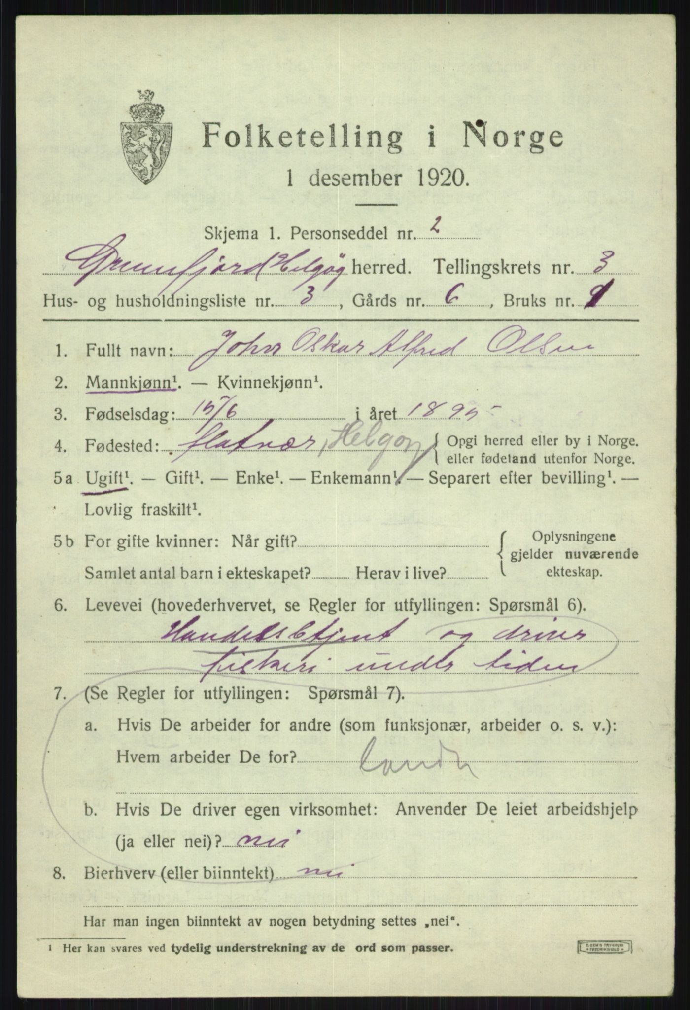 SATØ, Folketelling 1920 for 1935 Helgøy herred, 1920, s. 1411