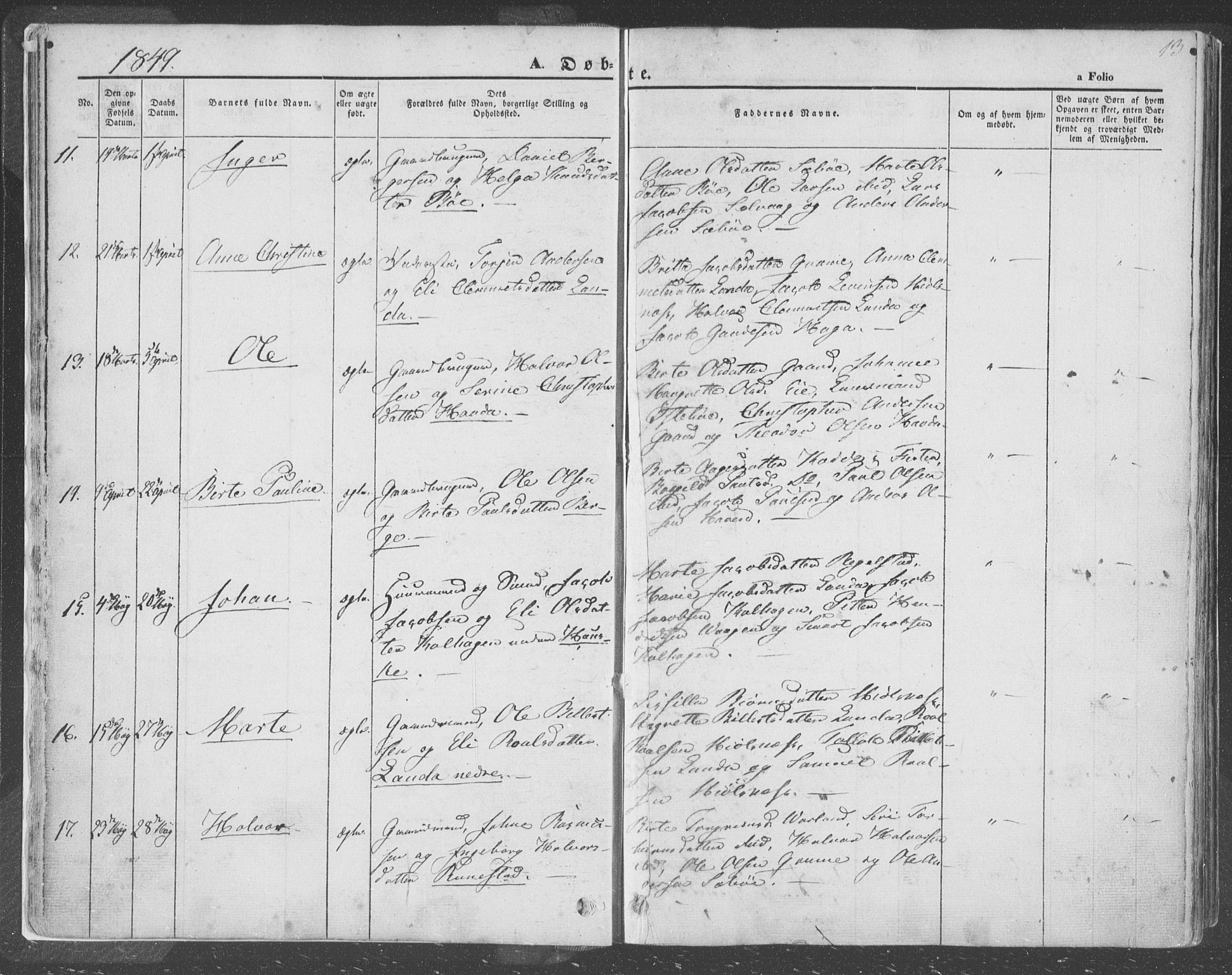 Finnøy sokneprestkontor, AV/SAST-A-101825/H/Ha/Haa/L0007: Ministerialbok nr. A 7, 1847-1862, s. 13