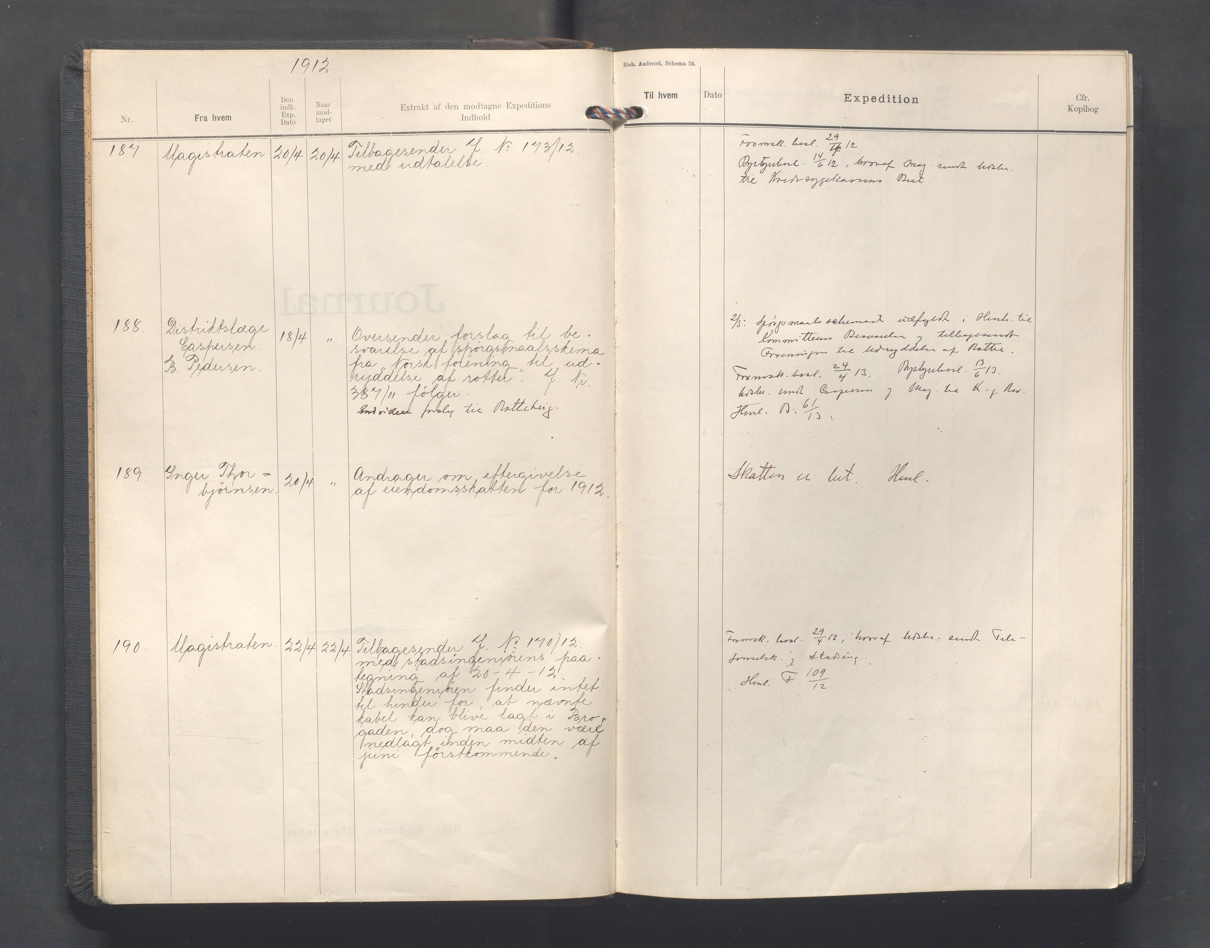 Haugesund kommune - Formannskapet, IKAR/X-0001/C/L0005: Journal, 1912-1914