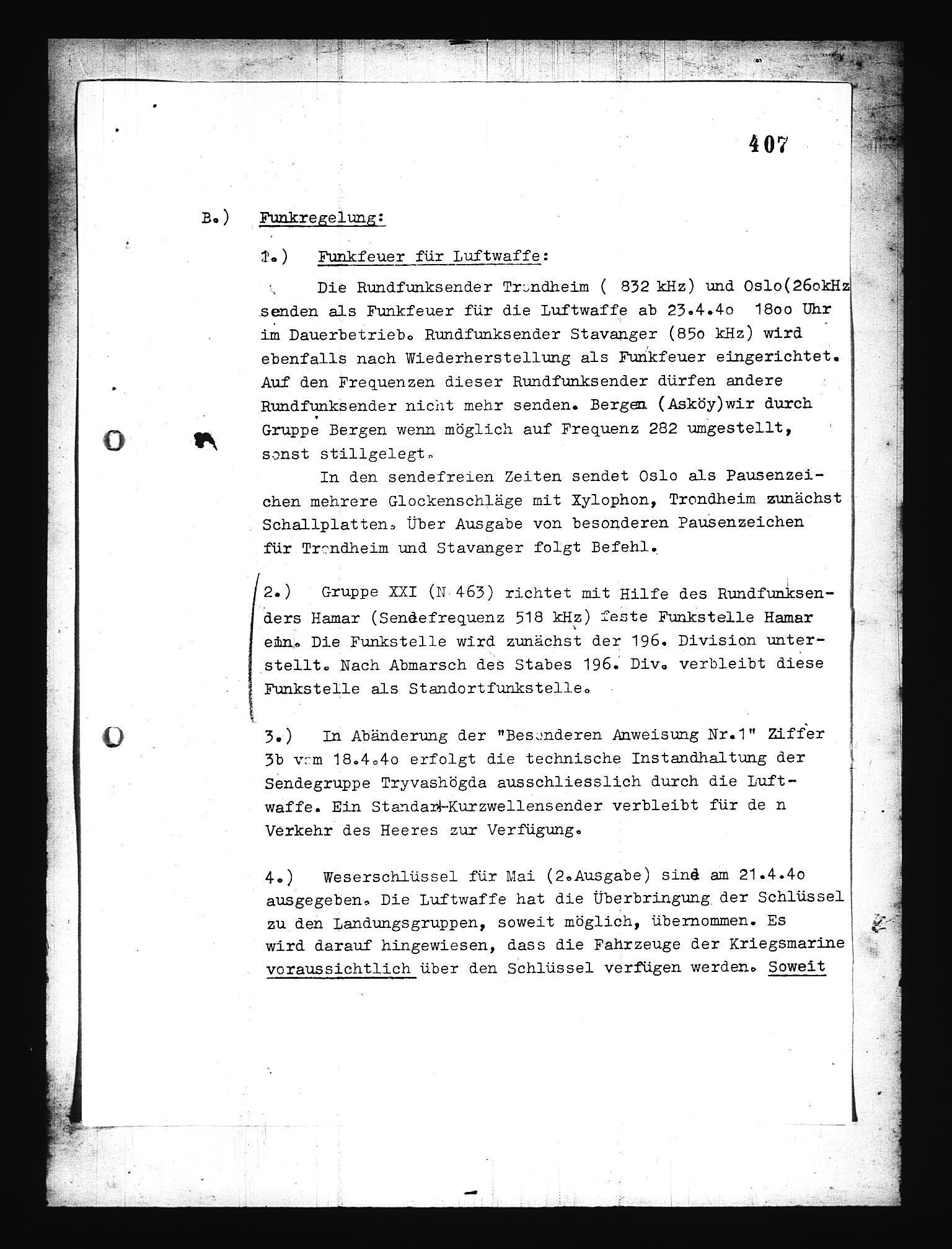 Documents Section, AV/RA-RAFA-2200/V/L0076: Amerikansk mikrofilm "Captured German Documents".
Box No. 715.  FKA jnr. 619/1954., 1940, s. 220