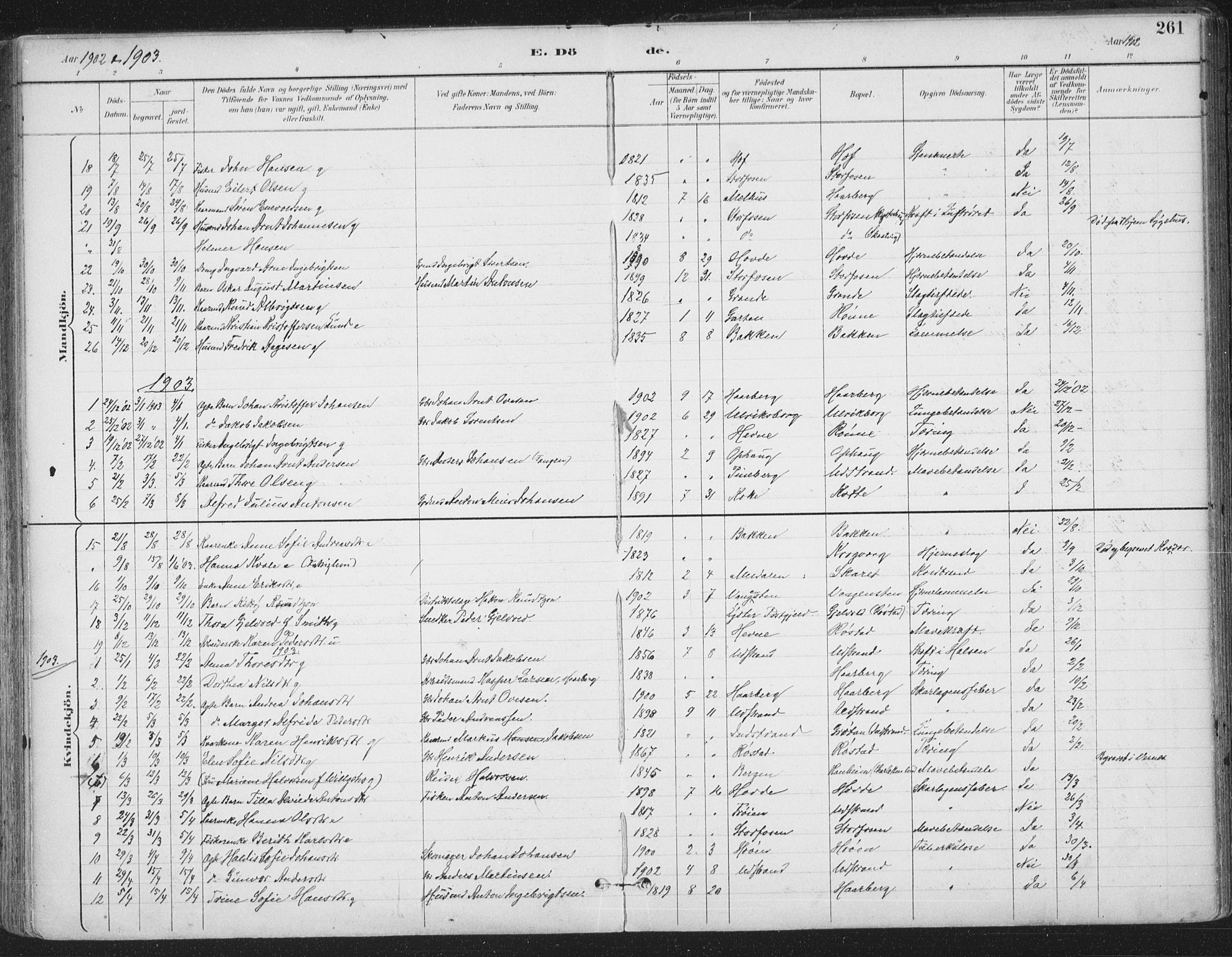 Ministerialprotokoller, klokkerbøker og fødselsregistre - Sør-Trøndelag, AV/SAT-A-1456/659/L0743: Ministerialbok nr. 659A13, 1893-1910, s. 261