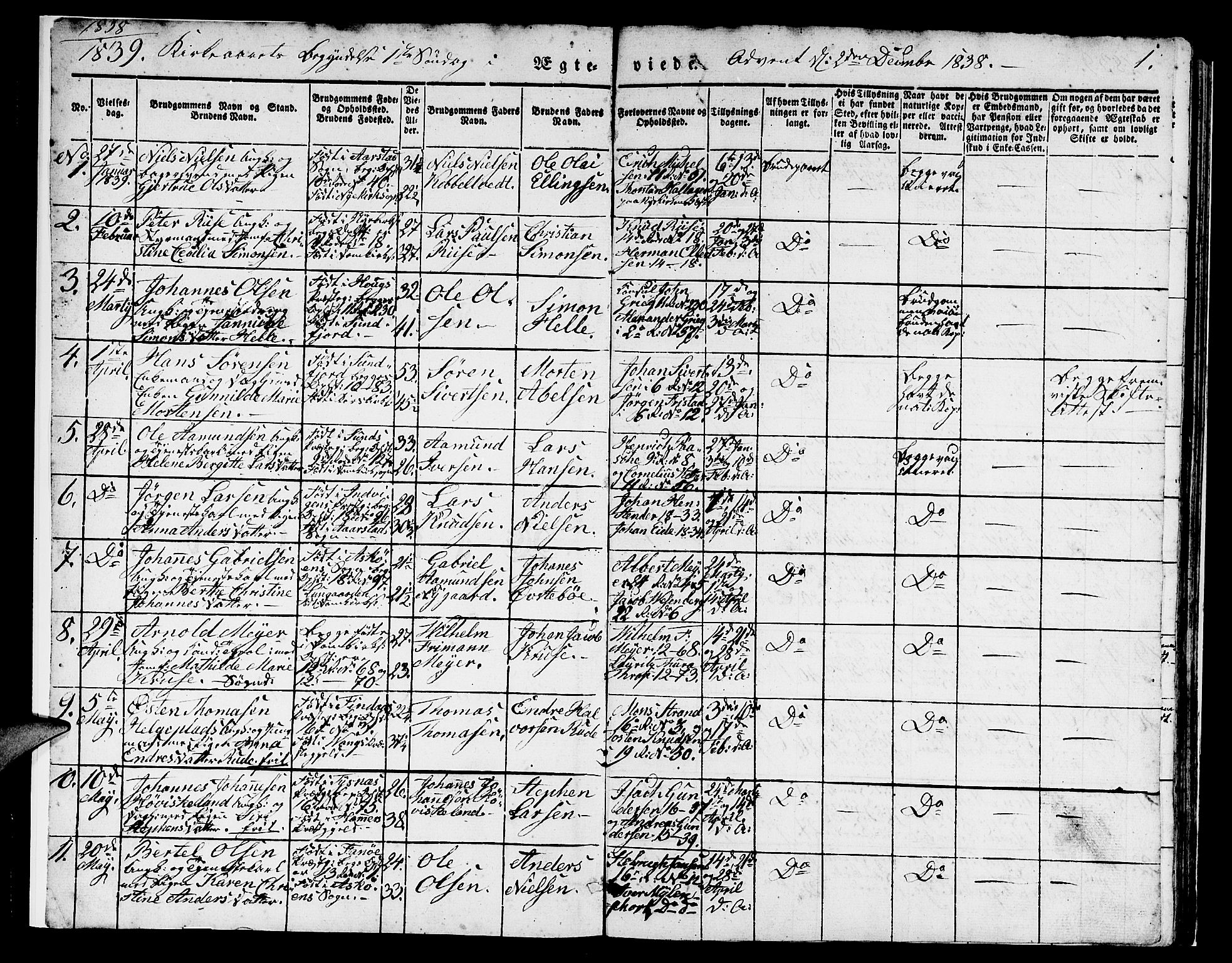 Domkirken sokneprestembete, AV/SAB-A-74801/H/Hab/L0029: Klokkerbok nr. D 1, 1839-1857