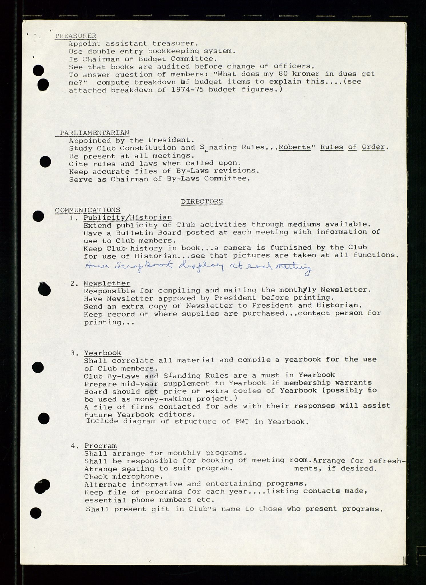 PA 1547 - Petroleum Wives Club, AV/SAST-A-101974/D/Da/L0001: President's file, 1975-1980