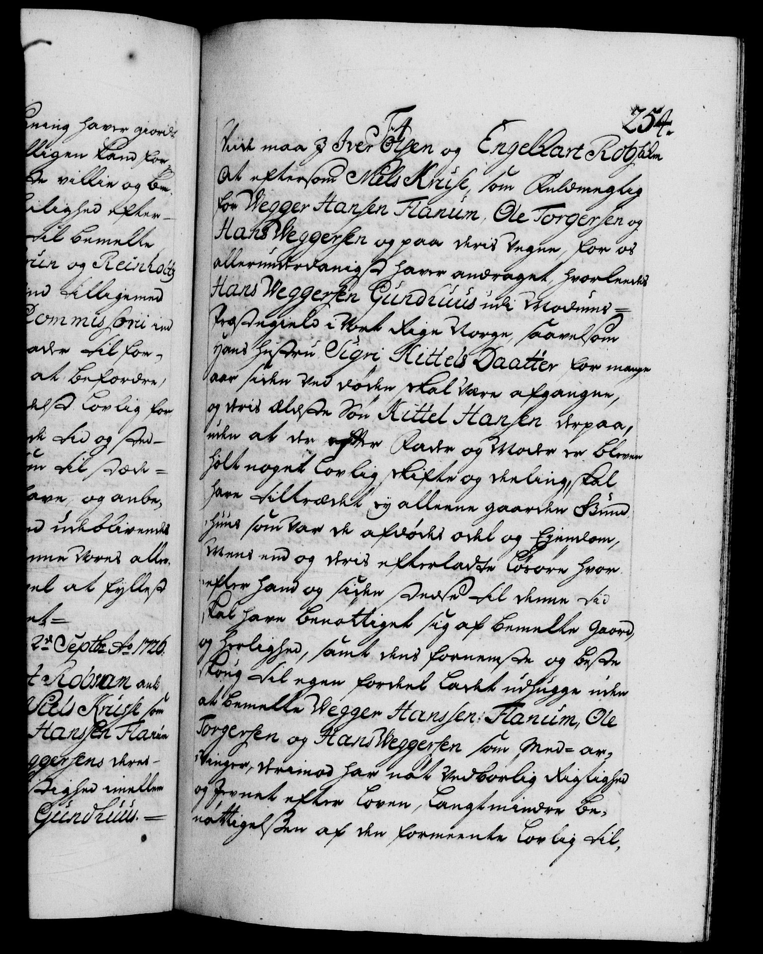 Danske Kanselli 1572-1799, AV/RA-EA-3023/F/Fc/Fca/Fcab/L0023: Norske tegnelser, 1725-1727, s. 254a