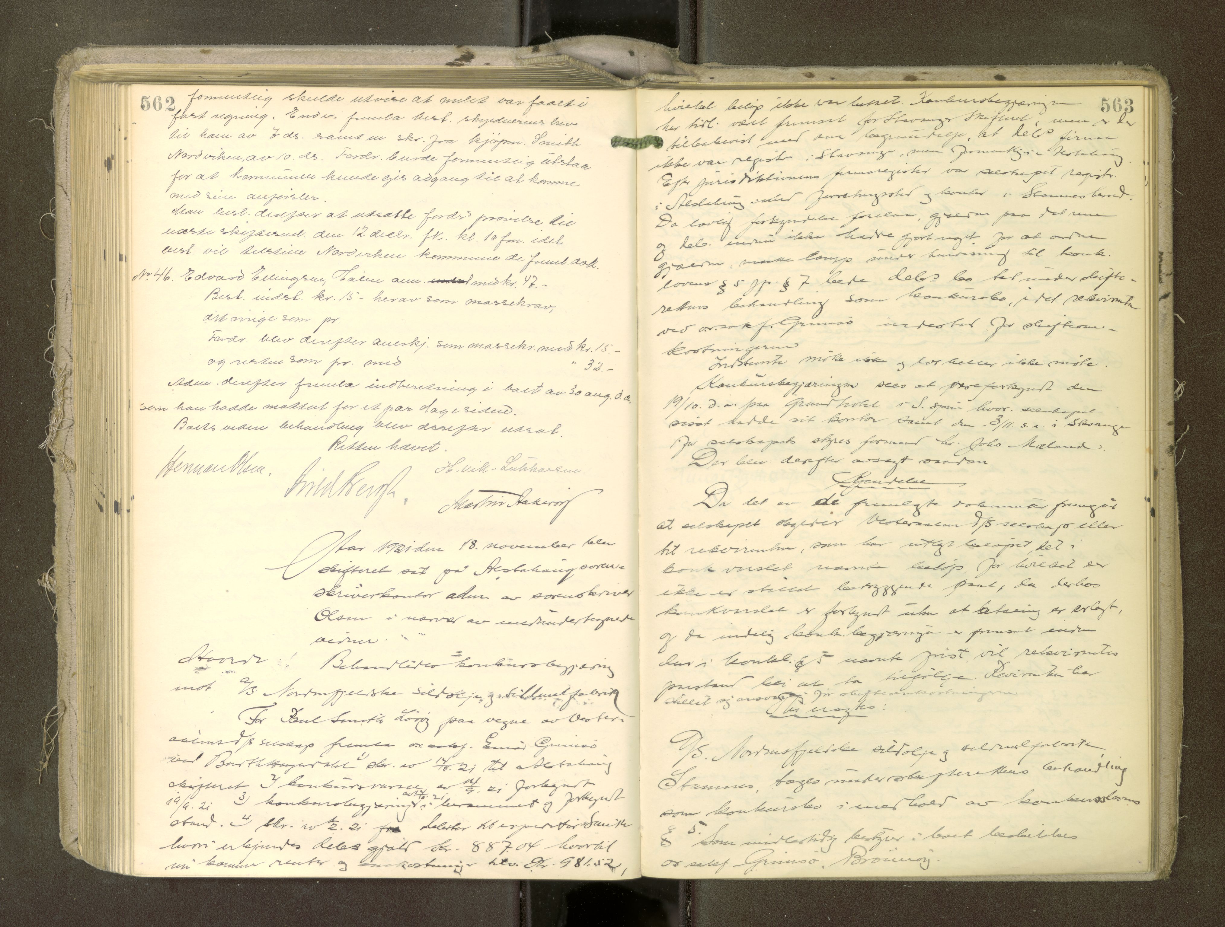 Søndre Helgeland sorenskriveri, AV/SAT-A-4575/1/3/3B/L0012: Skiftebehandlingsprotokoll, 1917-1922, s. 562-563