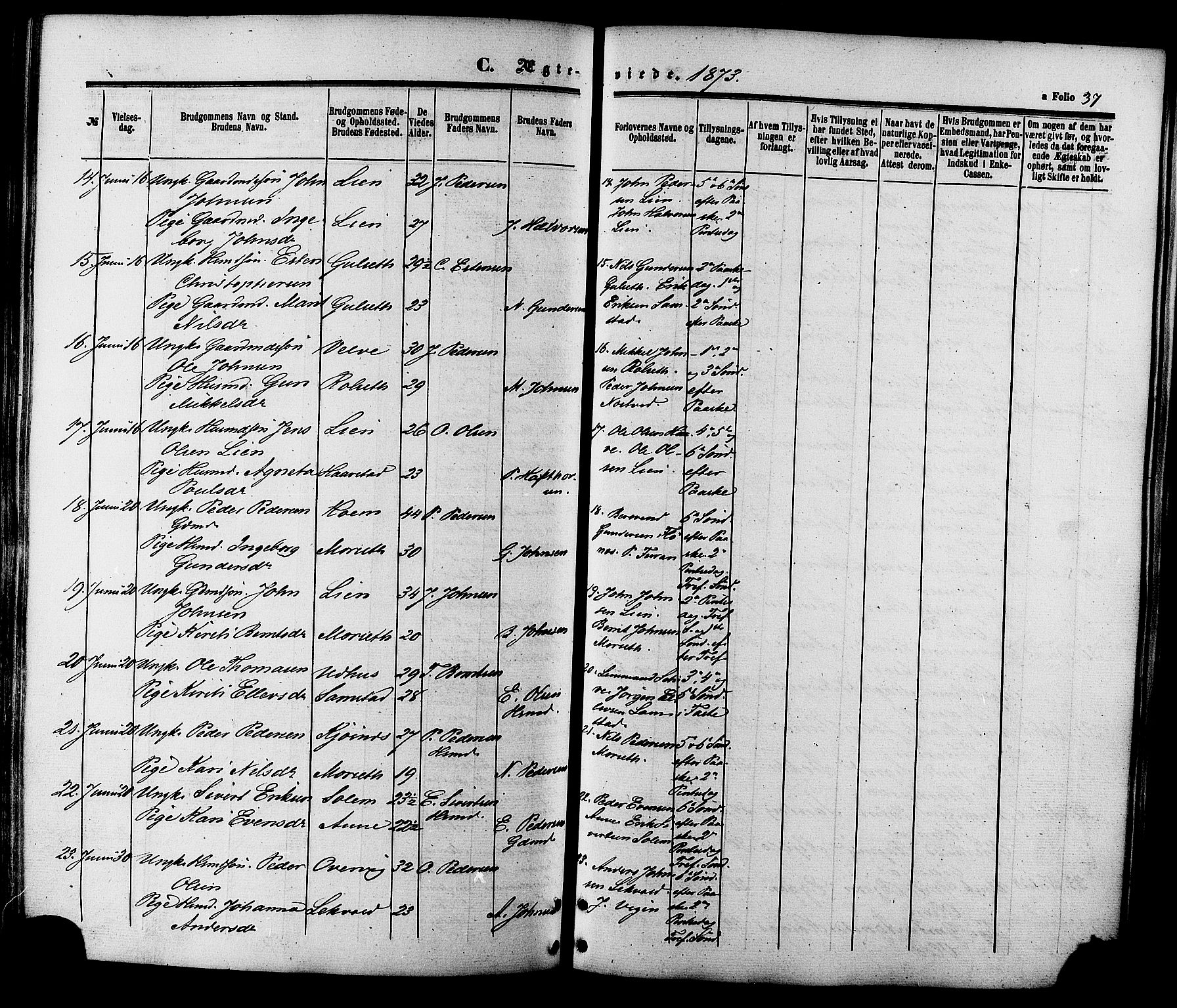 Ministerialprotokoller, klokkerbøker og fødselsregistre - Sør-Trøndelag, AV/SAT-A-1456/695/L1147: Ministerialbok nr. 695A07, 1860-1877, s. 37