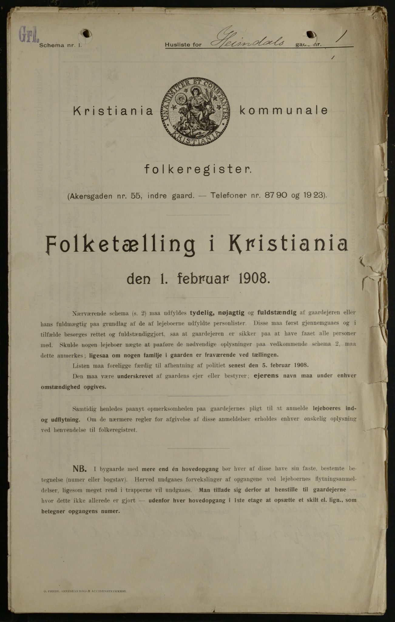 OBA, Kommunal folketelling 1.2.1908 for Kristiania kjøpstad, 1908, s. 32903