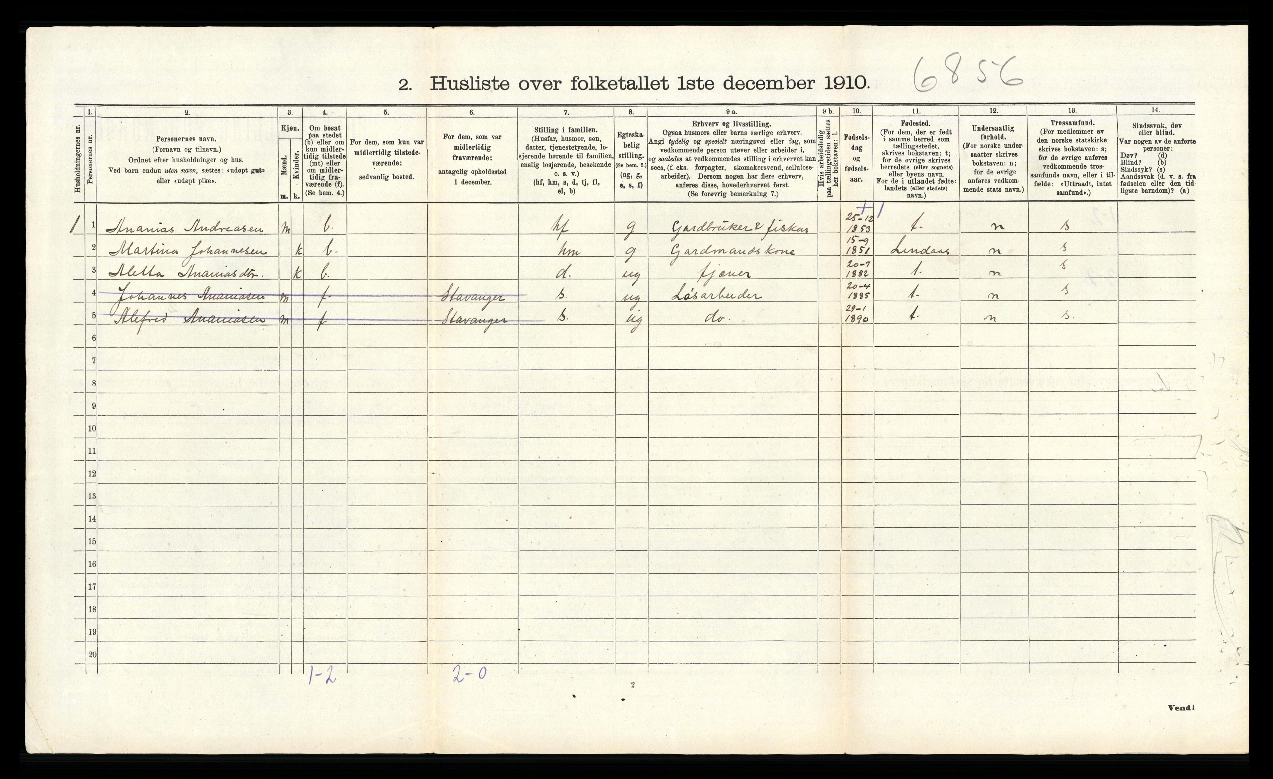 RA, Folketelling 1910 for 1264 Austrheim herred, 1910, s. 97