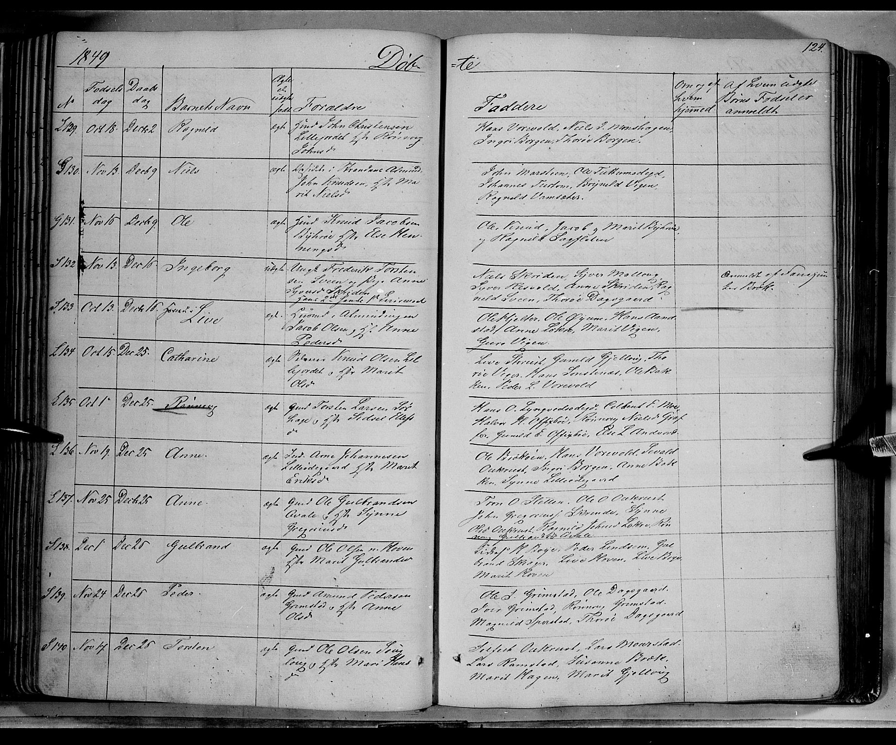 Lom prestekontor, AV/SAH-PREST-070/K/L0006: Ministerialbok nr. 6A, 1837-1863, s. 124