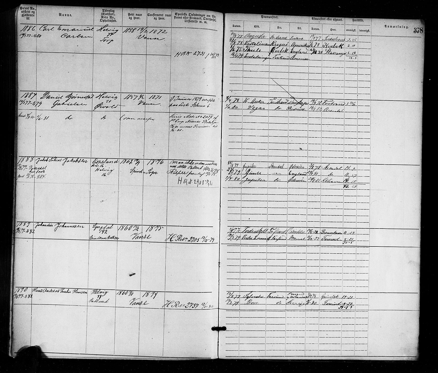 Farsund mønstringskrets, AV/SAK-2031-0017/F/Fa/L0001: Annotasjonsrulle nr 1-1920 med register, M-1, 1869-1877, s. 411