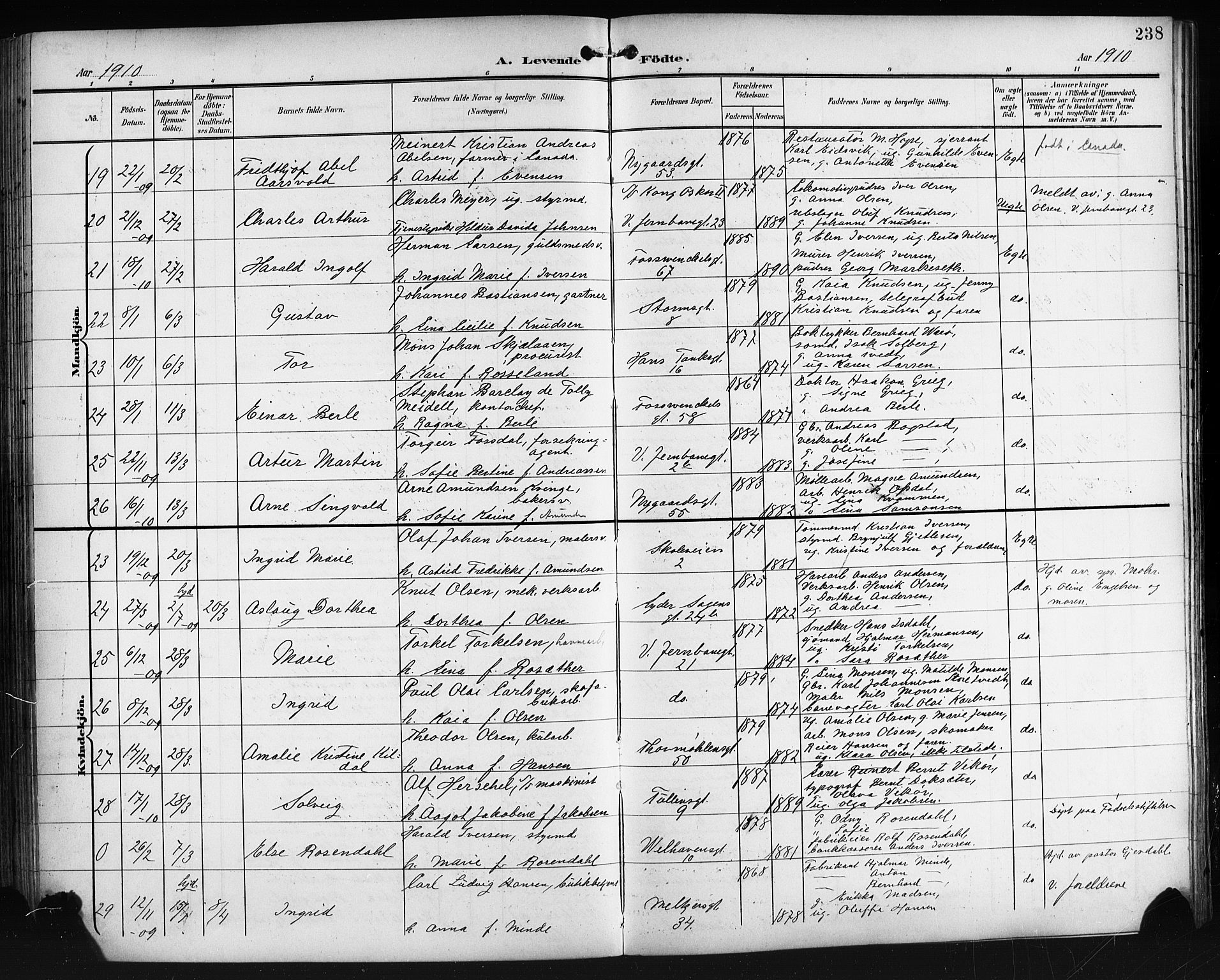 Johanneskirken sokneprestembete, AV/SAB-A-76001/H/Hab: Klokkerbok nr. A 2, 1900-1912, s. 238