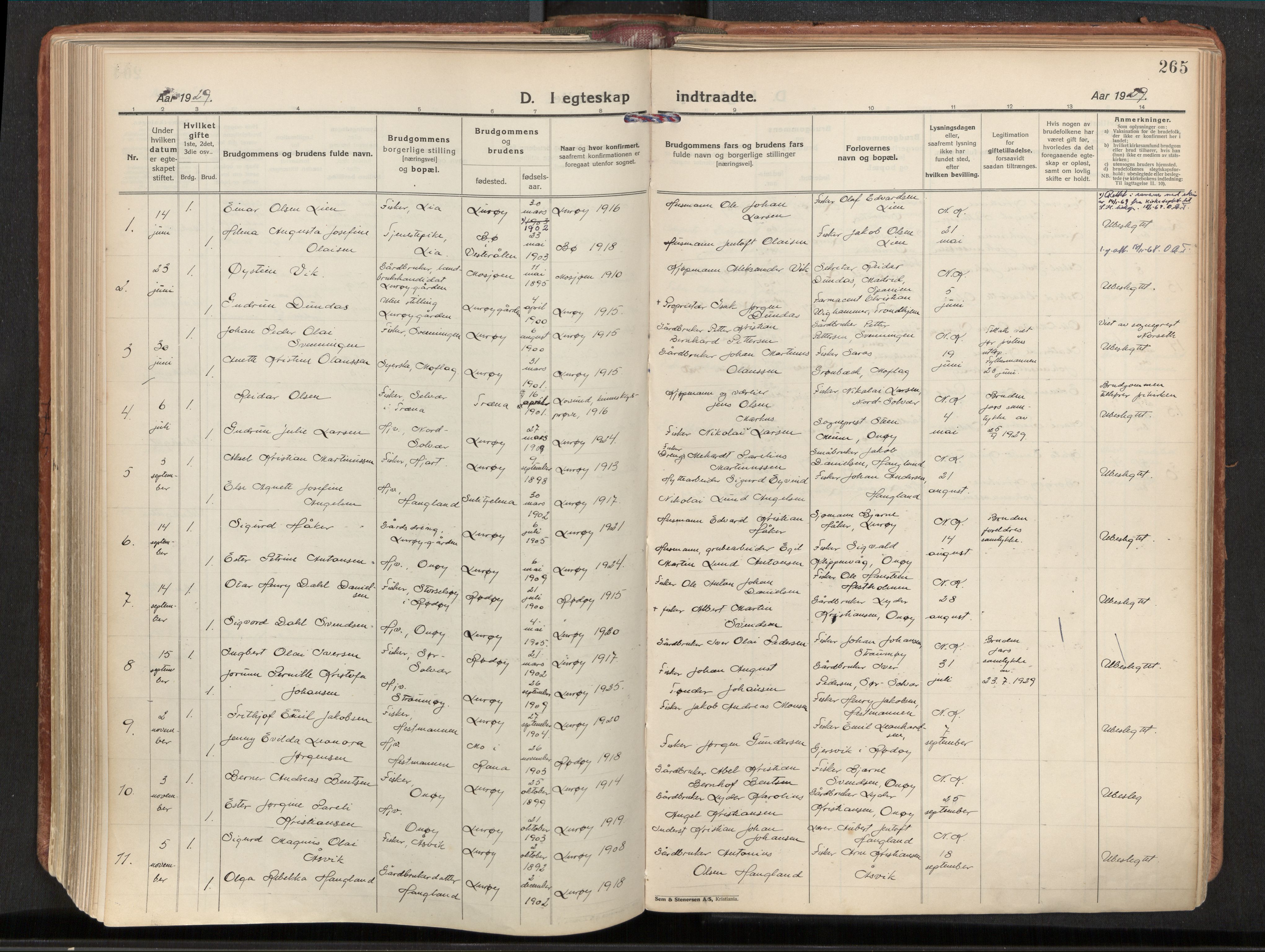 Ministerialprotokoller, klokkerbøker og fødselsregistre - Nordland, AV/SAT-A-1459/839/L0570: Ministerialbok nr. 839A07, 1923-1942, s. 265