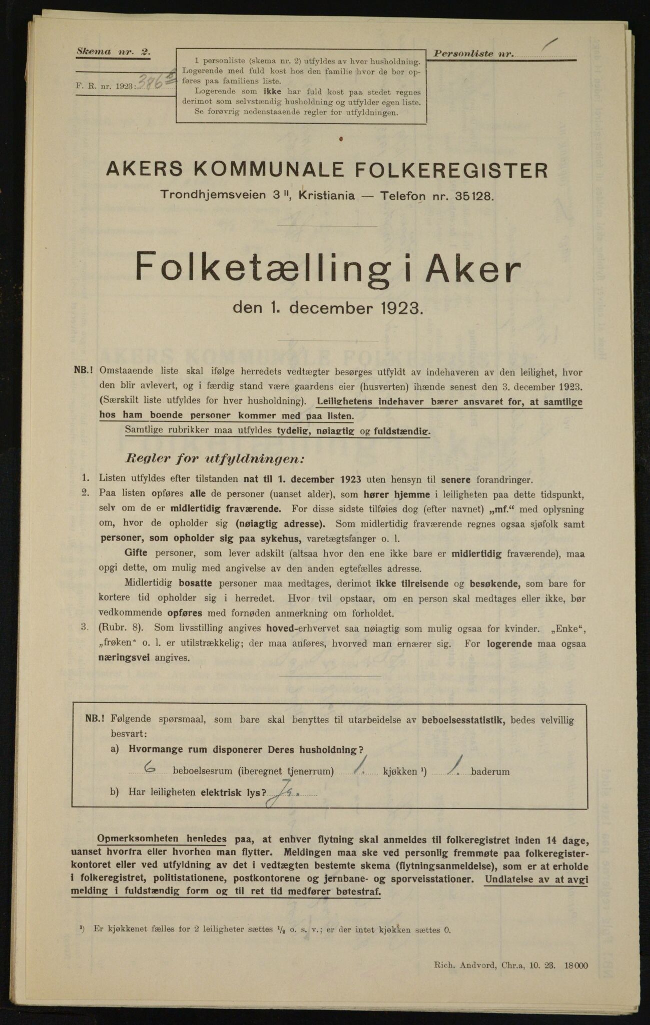 , Kommunal folketelling 1.12.1923 for Aker, 1923, s. 9666