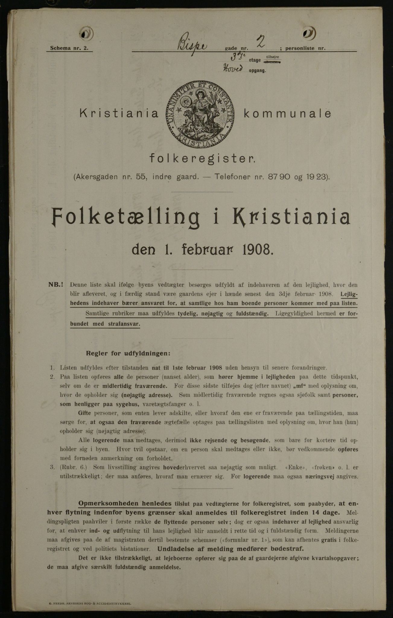 OBA, Kommunal folketelling 1.2.1908 for Kristiania kjøpstad, 1908, s. 5260