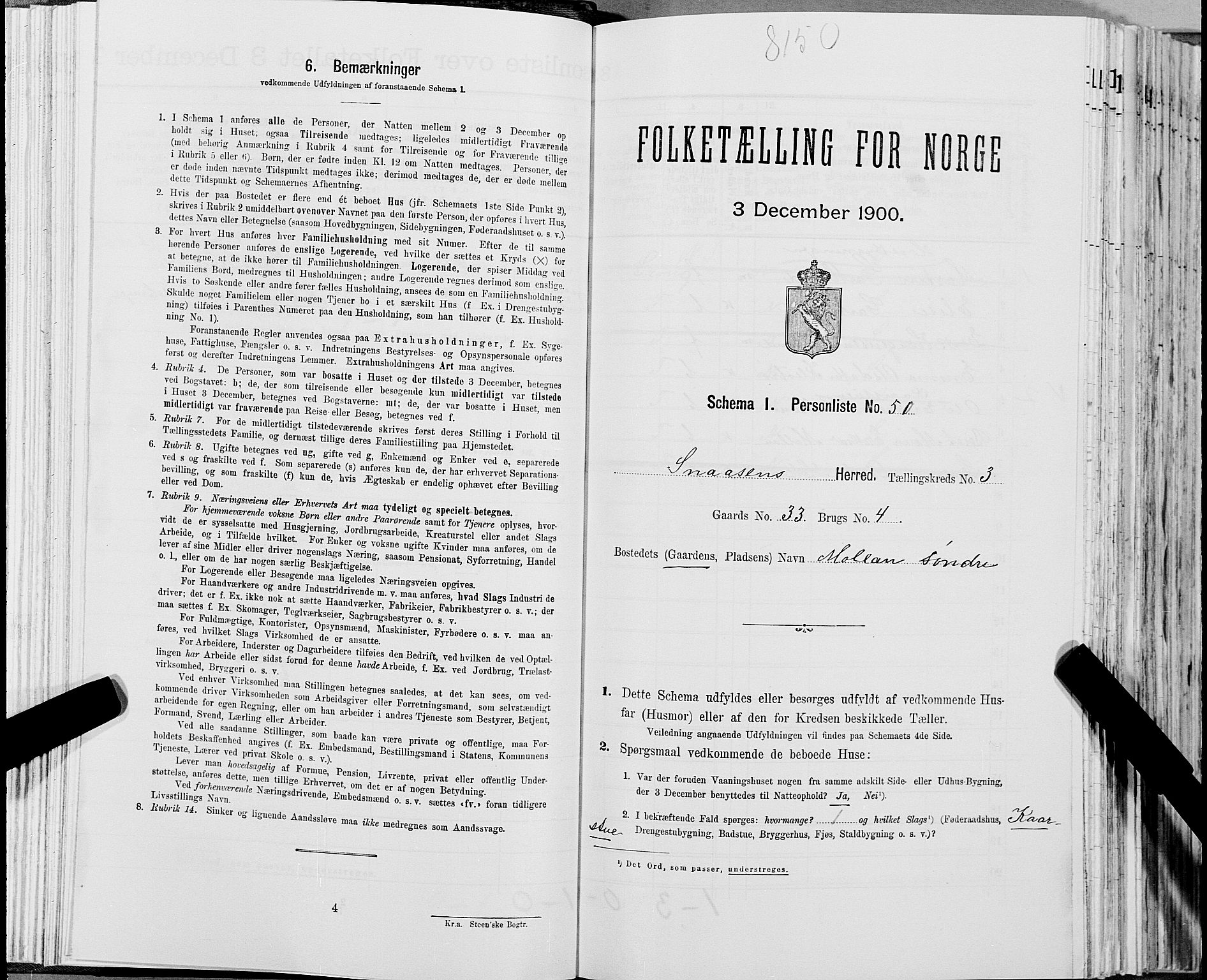 SAT, Folketelling 1900 for 1736 Snåsa herred, 1900, s. 714