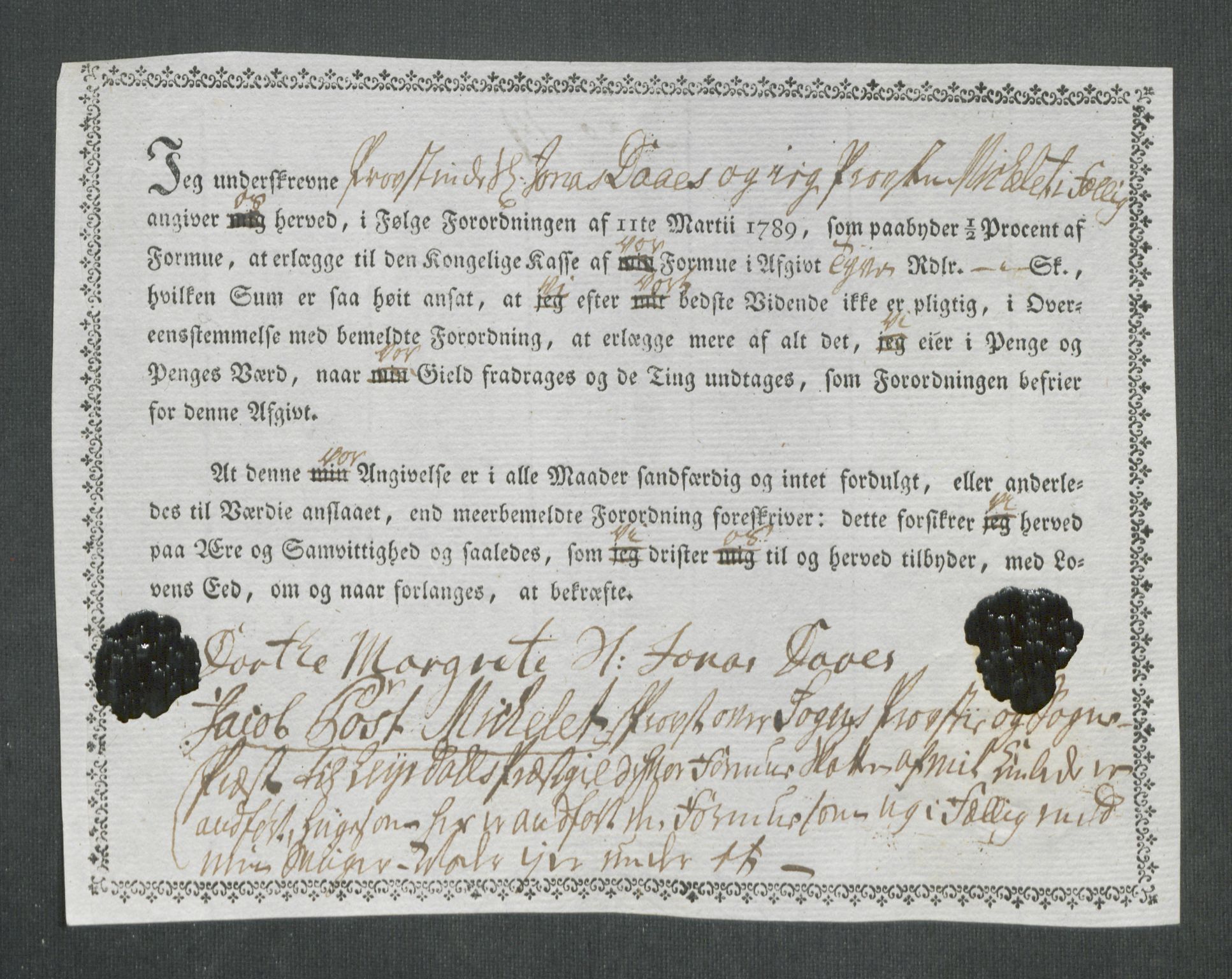 Rentekammeret inntil 1814, Reviderte regnskaper, Mindre regnskaper, AV/RA-EA-4068/Rf/Rfe/L0057: Ytre og Indre Sogn fogderi, 1789, s. 117