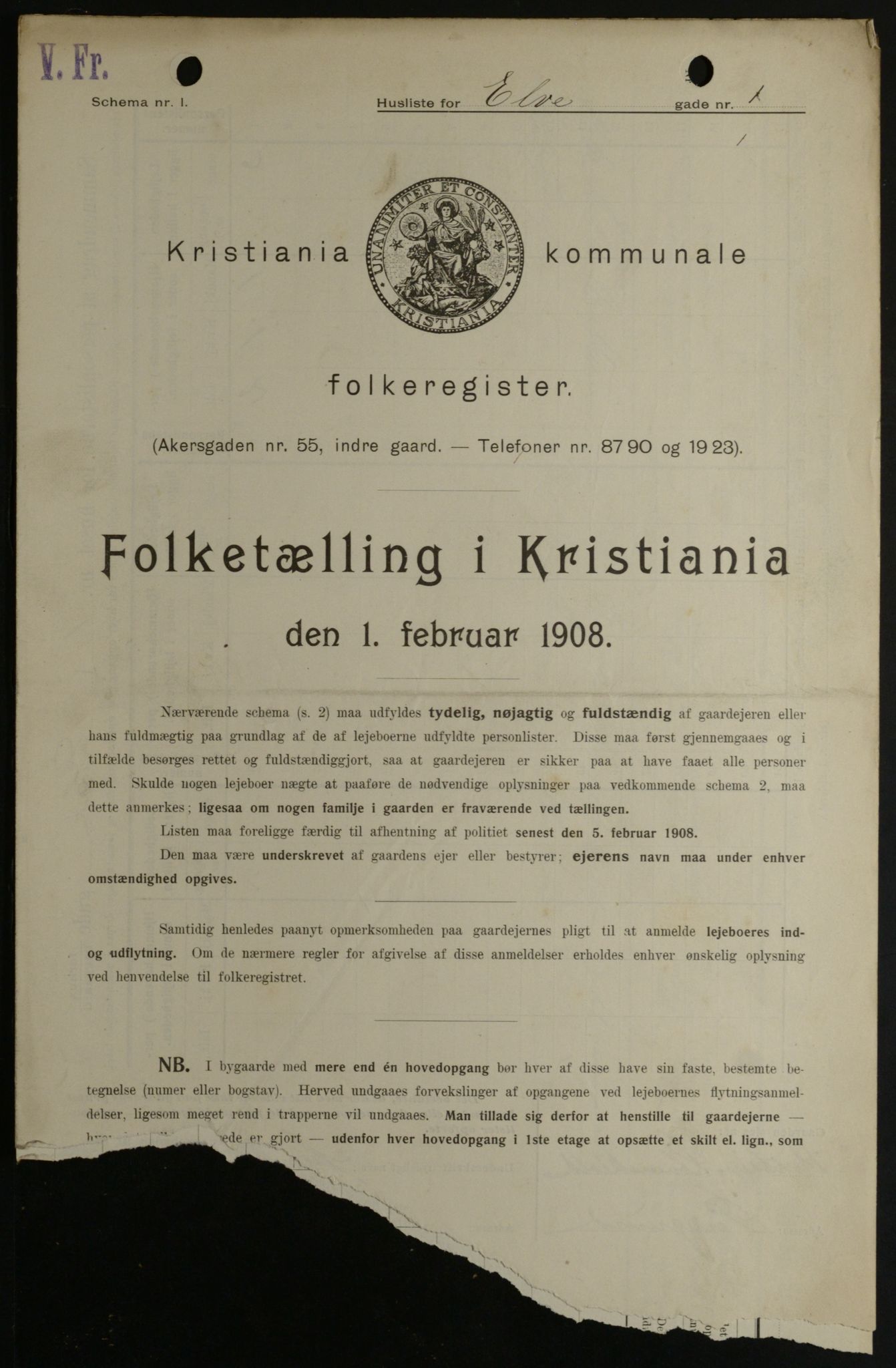 OBA, Kommunal folketelling 1.2.1908 for Kristiania kjøpstad, 1908, s. 19022