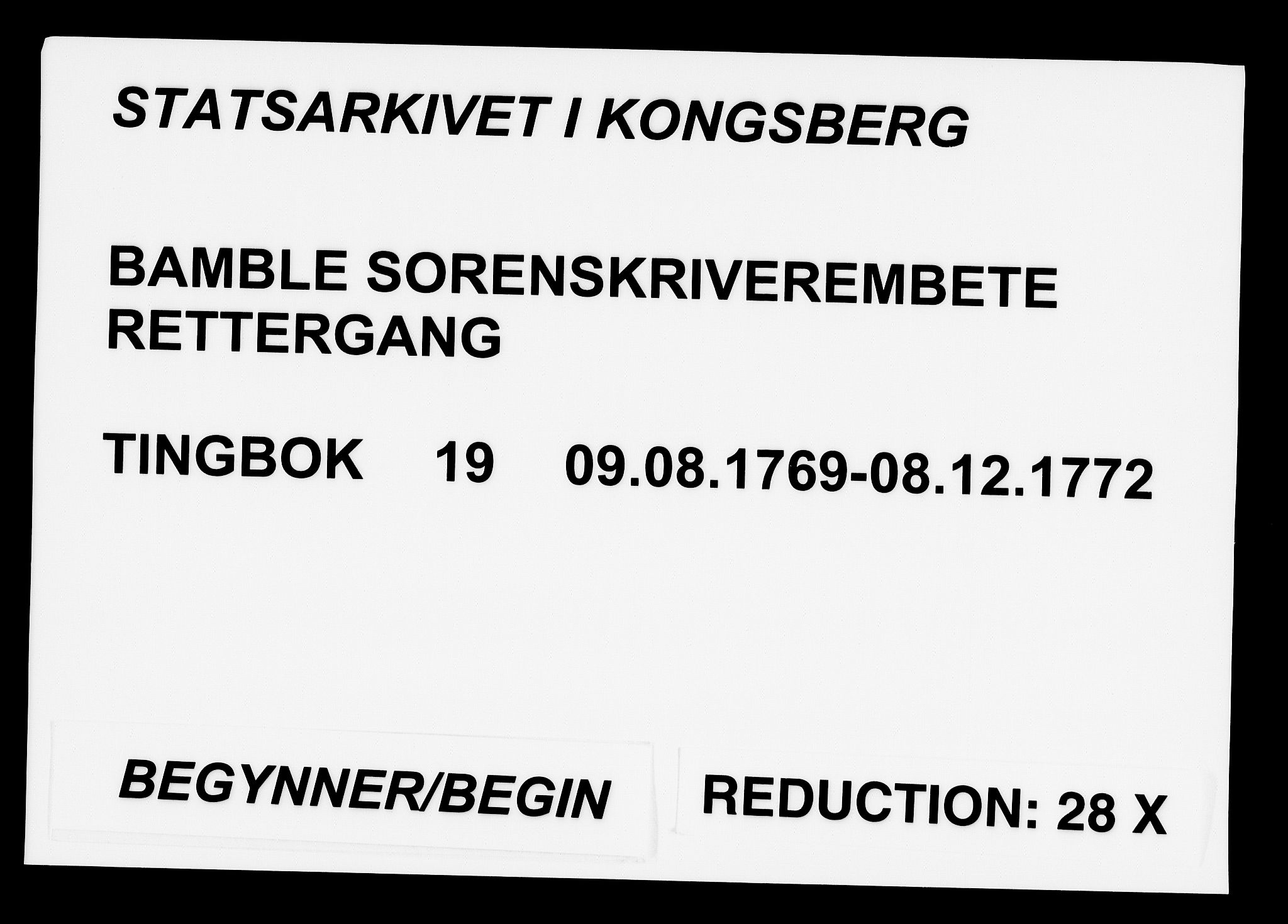 Bamble sorenskriveri, AV/SAKO-A-214/F/Fa/Faa/L0019: Tingbok, 1769-1772