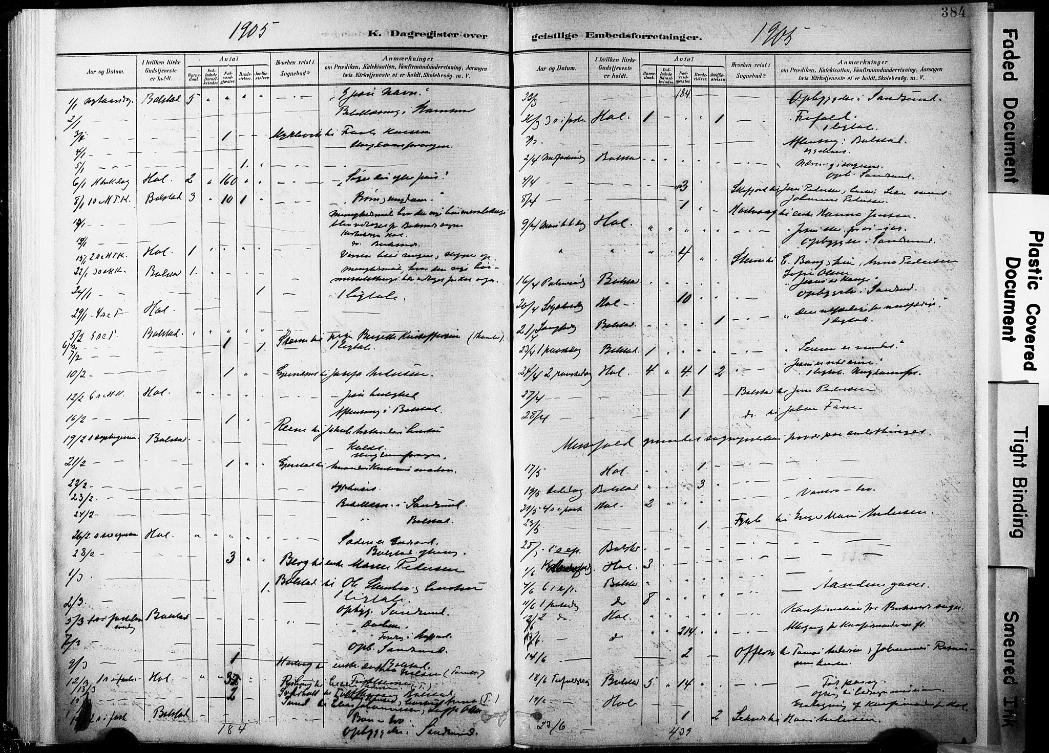 Ministerialprotokoller, klokkerbøker og fødselsregistre - Nordland, SAT/A-1459/881/L1151: Ministerialbok nr. 881A04, 1899-1907, s. 384