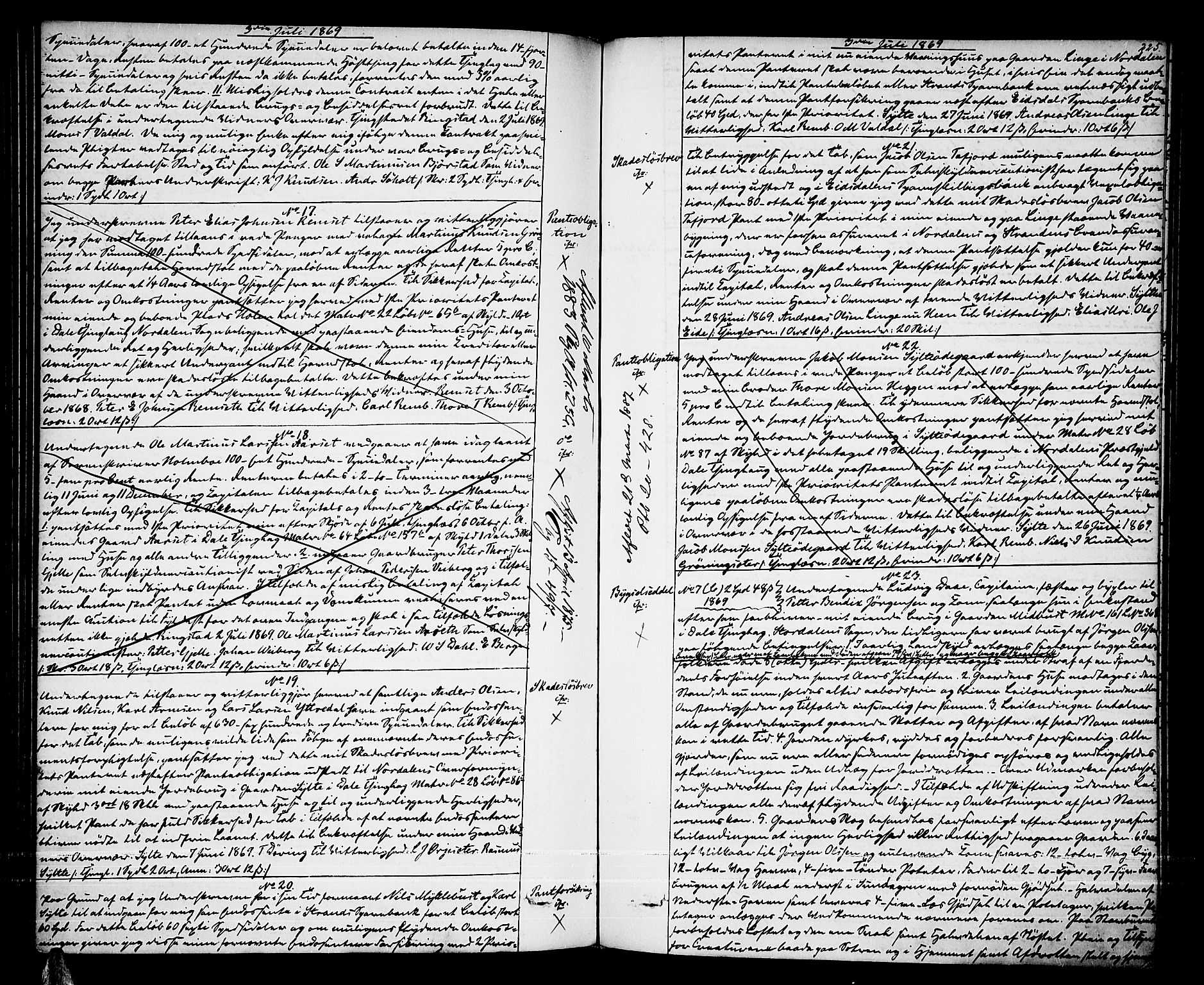 Nordre Sunnmøre sorenskriveri, SAT/A-0006/1/2/2C/2Ca/L0011: Pantebok nr. 14, 1867-1871, s. 225