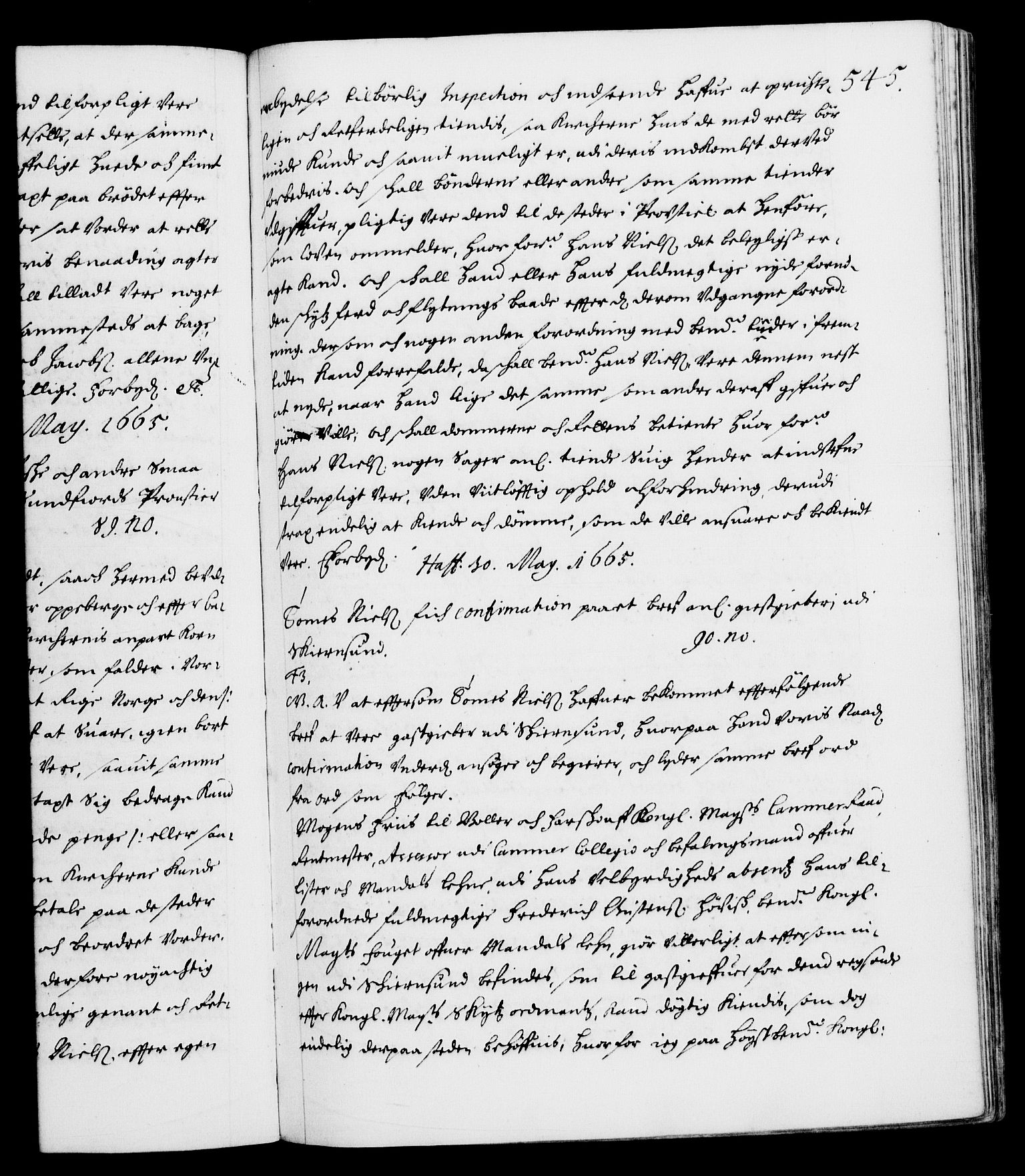 Danske Kanselli 1572-1799, RA/EA-3023/F/Fc/Fca/Fcaa/L0010: Norske registre (mikrofilm), 1660-1670, s. 545a
