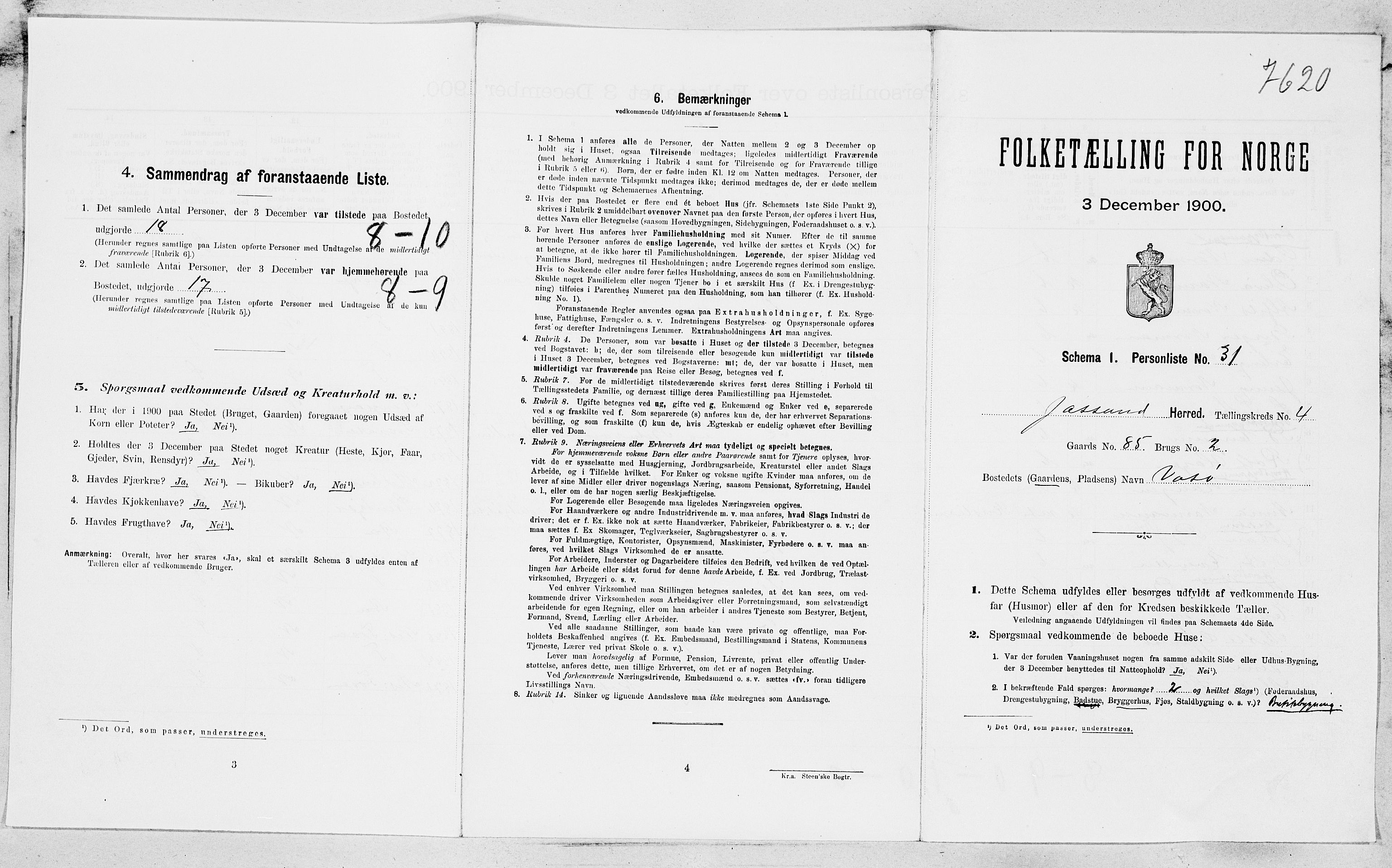 SAT, Folketelling 1900 for 1629 Jøssund herred, 1900, s. 483