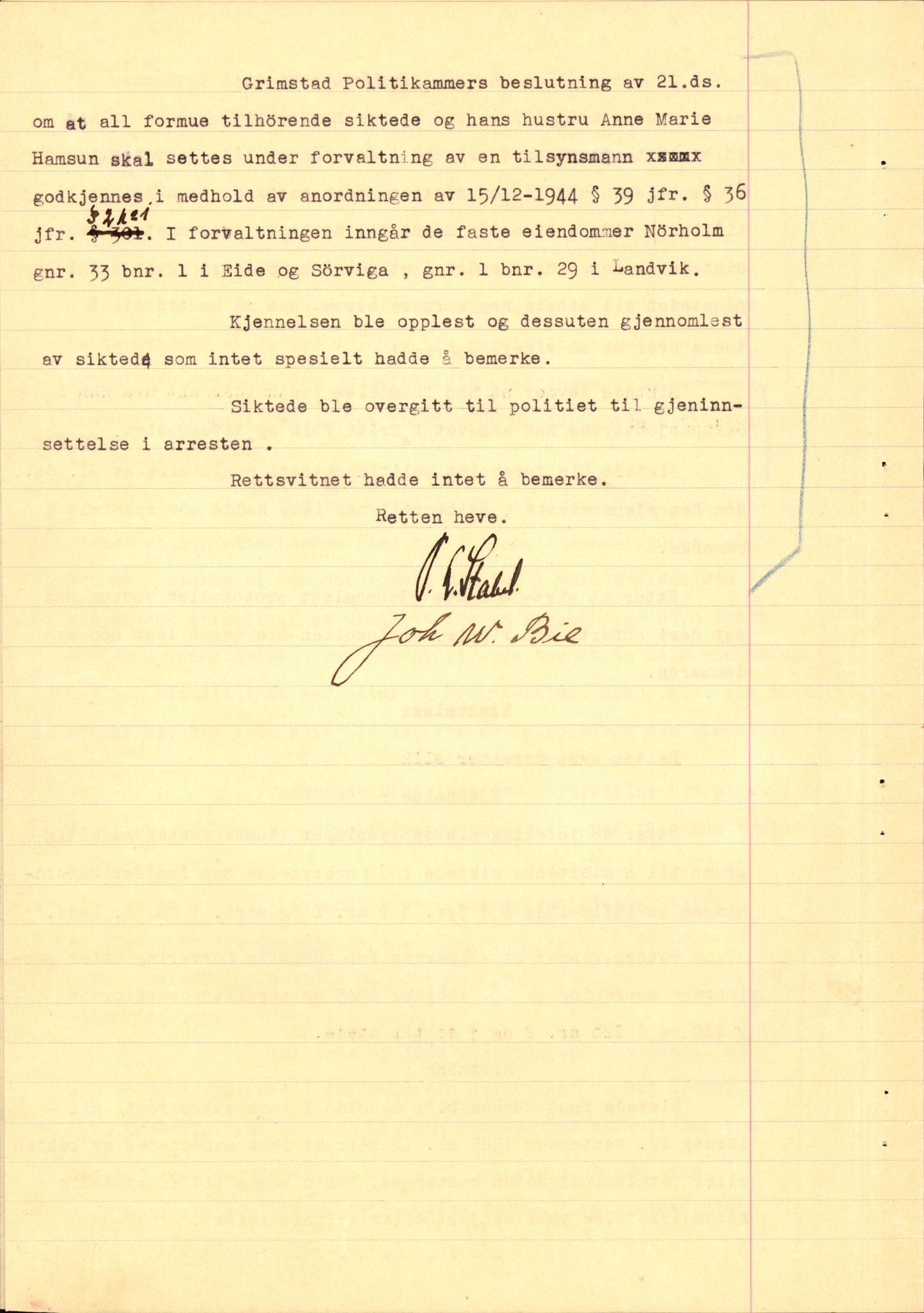 Landssvikarkivet, Arendal politikammer, AV/RA-S-3138-25/D/Dc, 1945-1951, s. 43