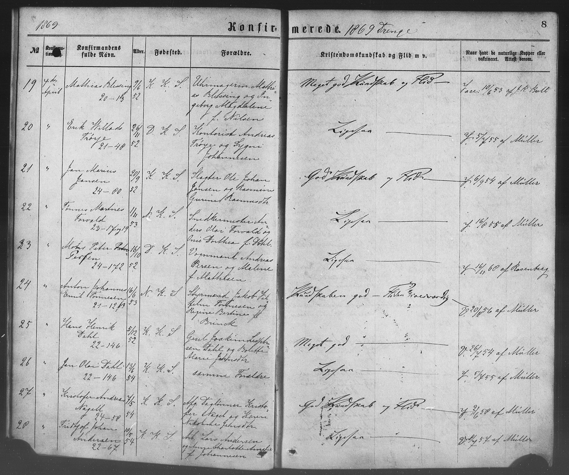 Korskirken sokneprestembete, AV/SAB-A-76101/H/Haa/L0028: Ministerialbok nr. C 4, 1868-1879, s. 8