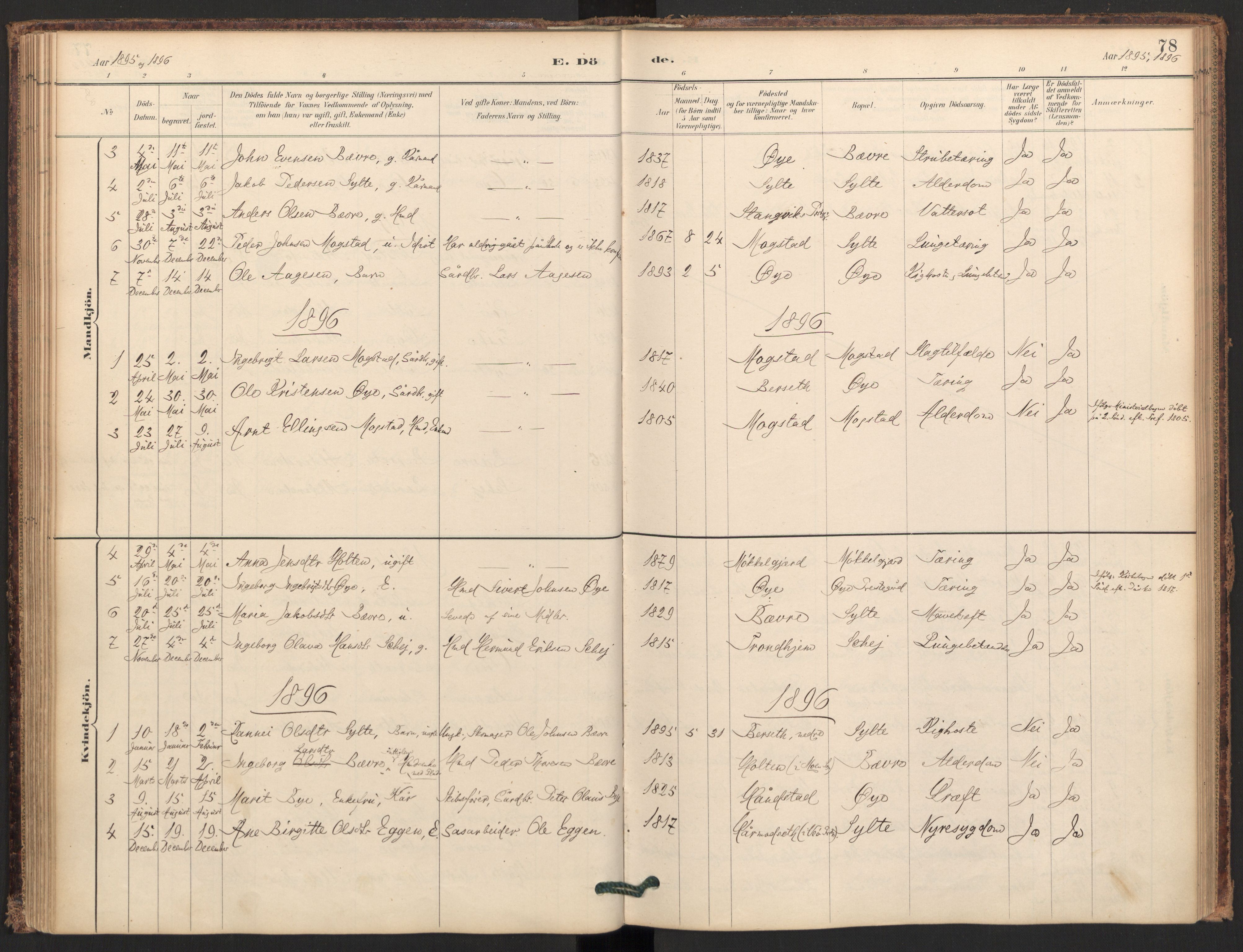 Ministerialprotokoller, klokkerbøker og fødselsregistre - Møre og Romsdal, SAT/A-1454/595/L1047: Ministerialbok nr. 595A09, 1885-1900, s. 78