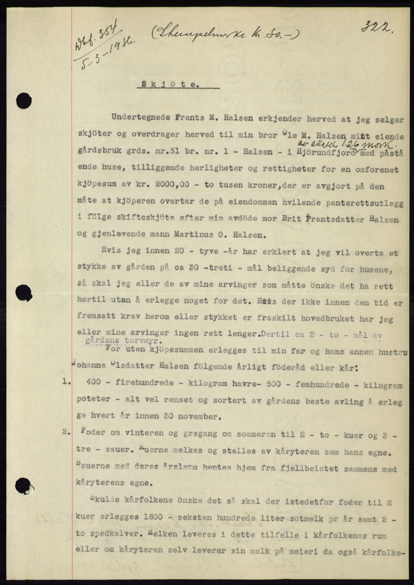 Søre Sunnmøre sorenskriveri, AV/SAT-A-4122/1/2/2C/L0060: Pantebok nr. 54, 1935-1936, Tingl.dato: 05.03.1936