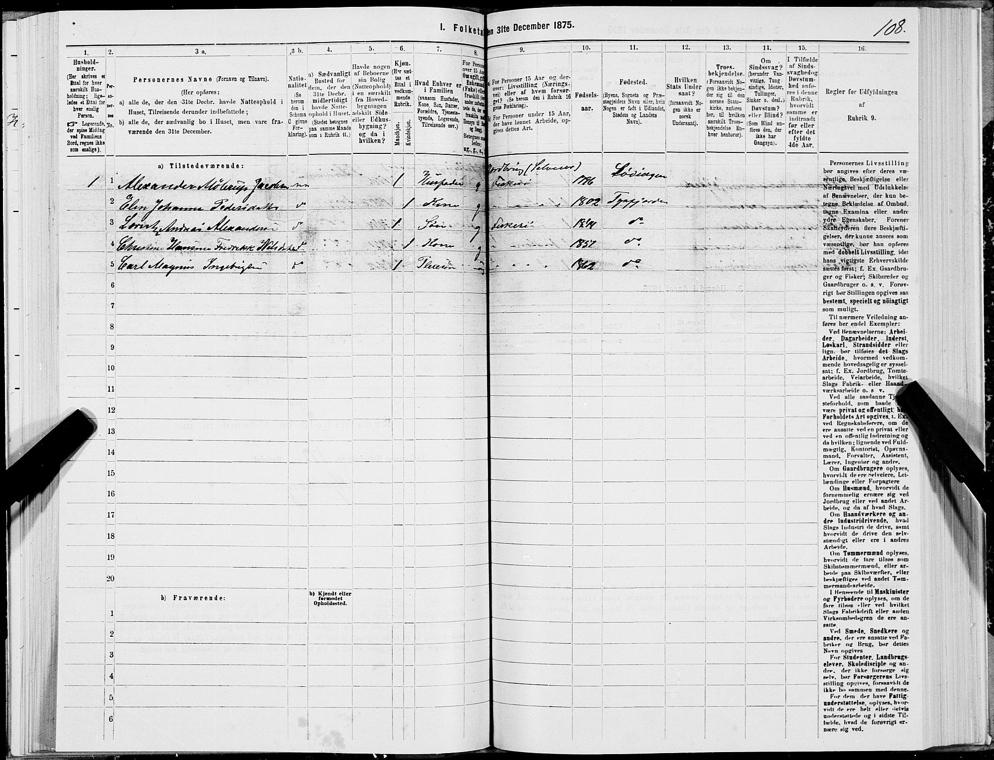 SAT, Folketelling 1875 for 1850P Tysfjord prestegjeld, 1875, s. 2108