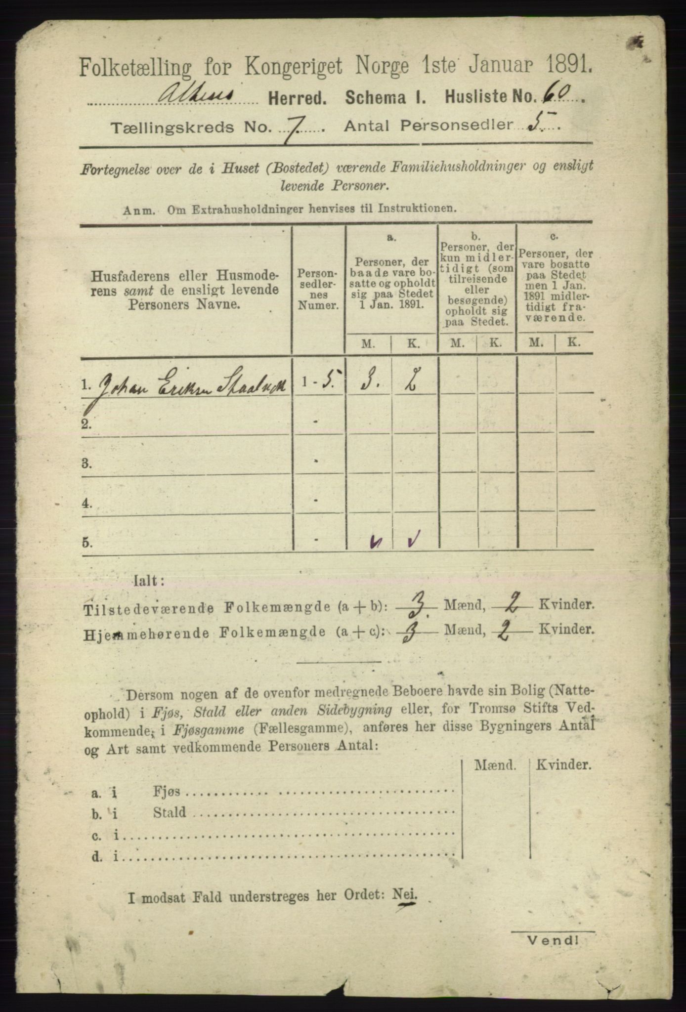 RA, Folketelling 1891 for 2012 Alta herred, 1891, s. 2099