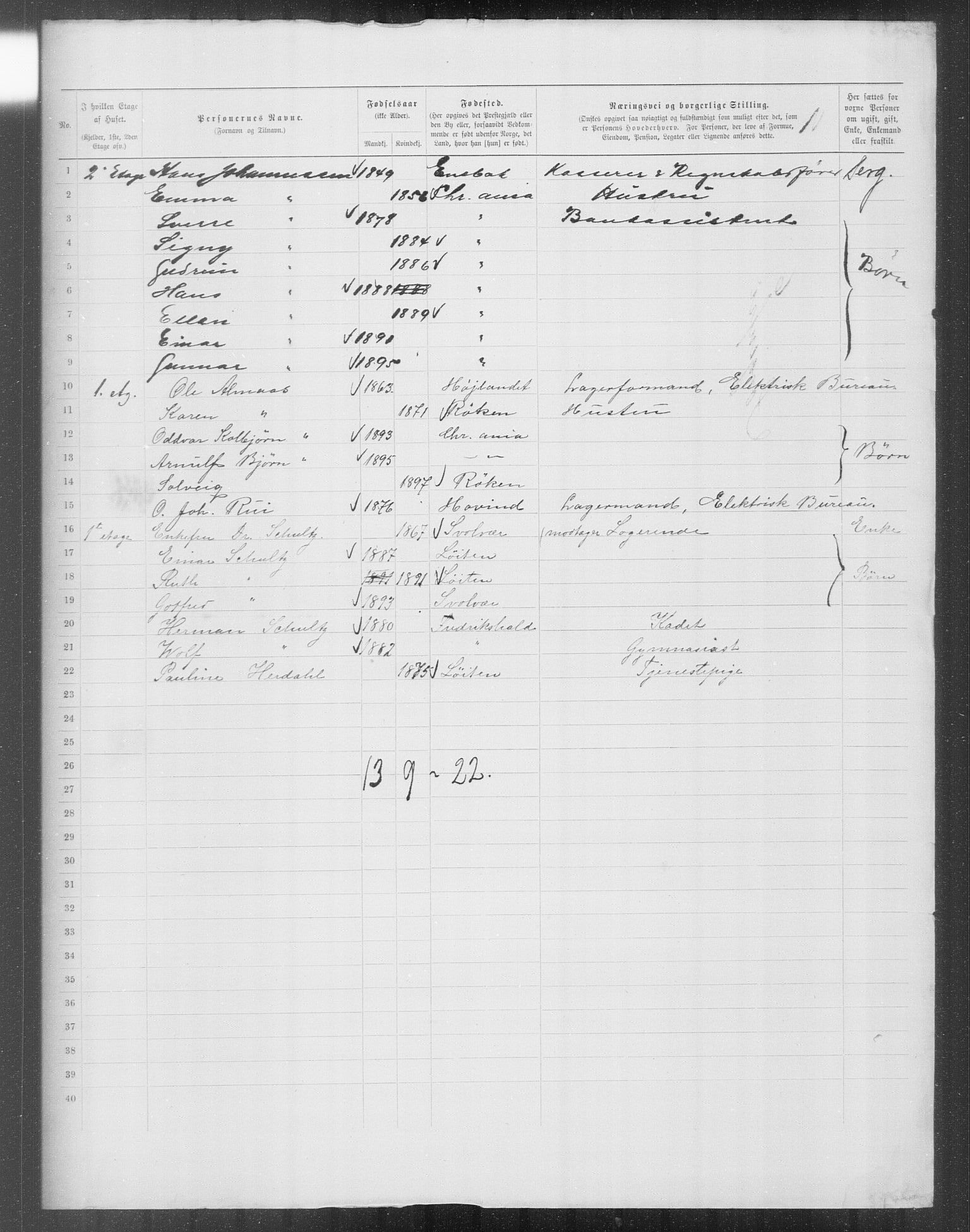 OBA, Kommunal folketelling 31.12.1899 for Kristiania kjøpstad, 1899, s. 12964